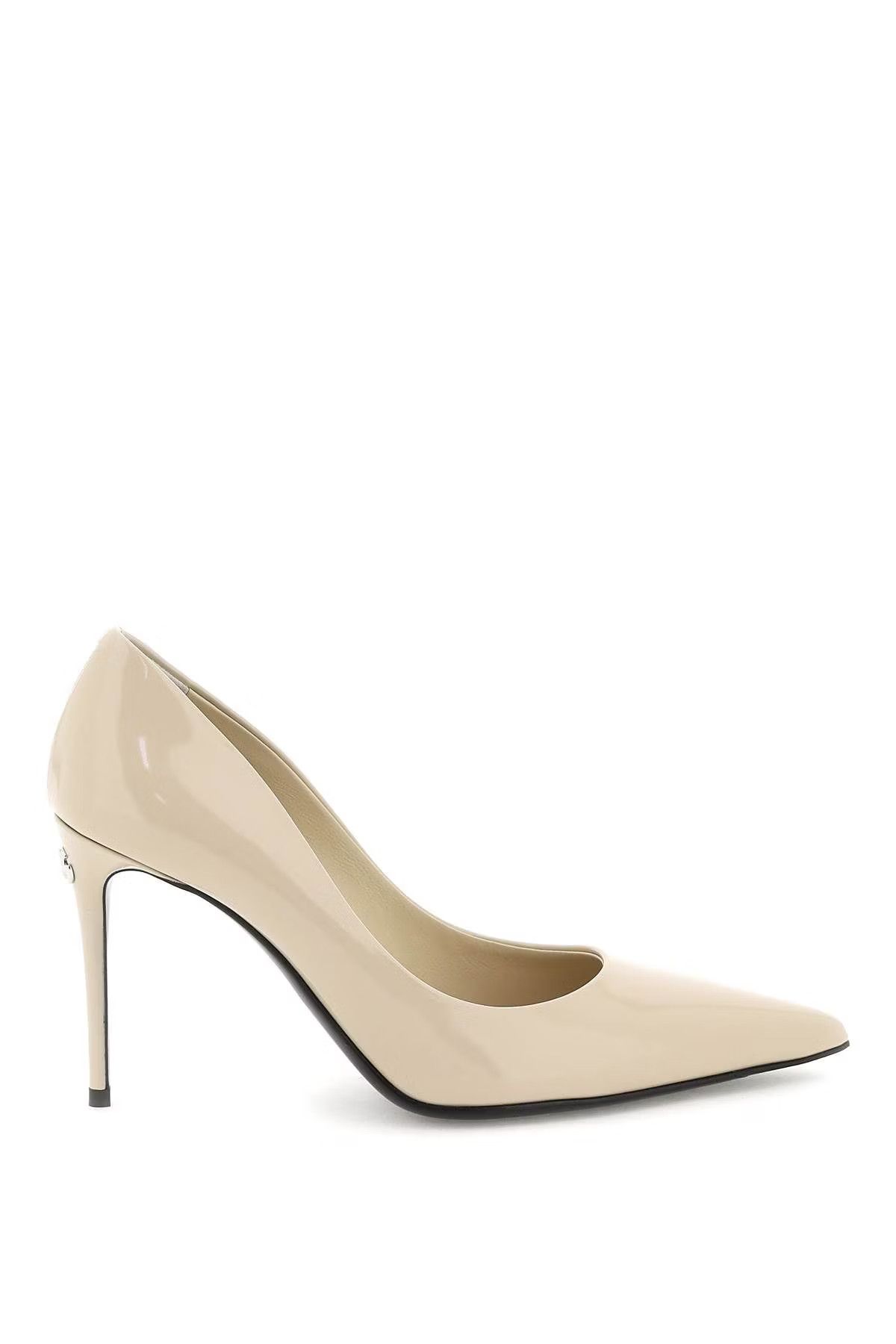 image of Dolce Gabbana O1S22I1N0424 Patent Leather Pumps In Beige Shoes, Women's (Size 9)