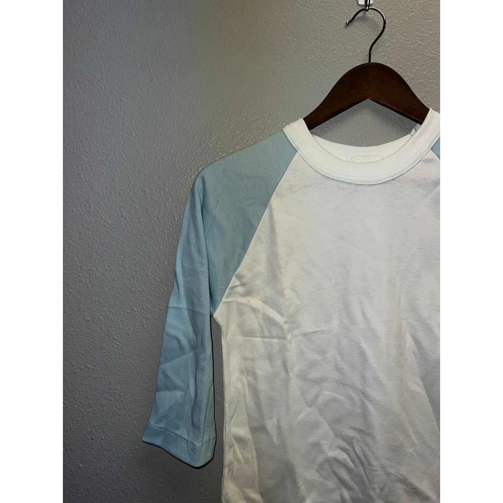 Vintage 80s Women's Lucky Star White Blue Raglan Shirt Top Women M Size M / US 6-8 / IT 42-44 - 3 Thumbnail