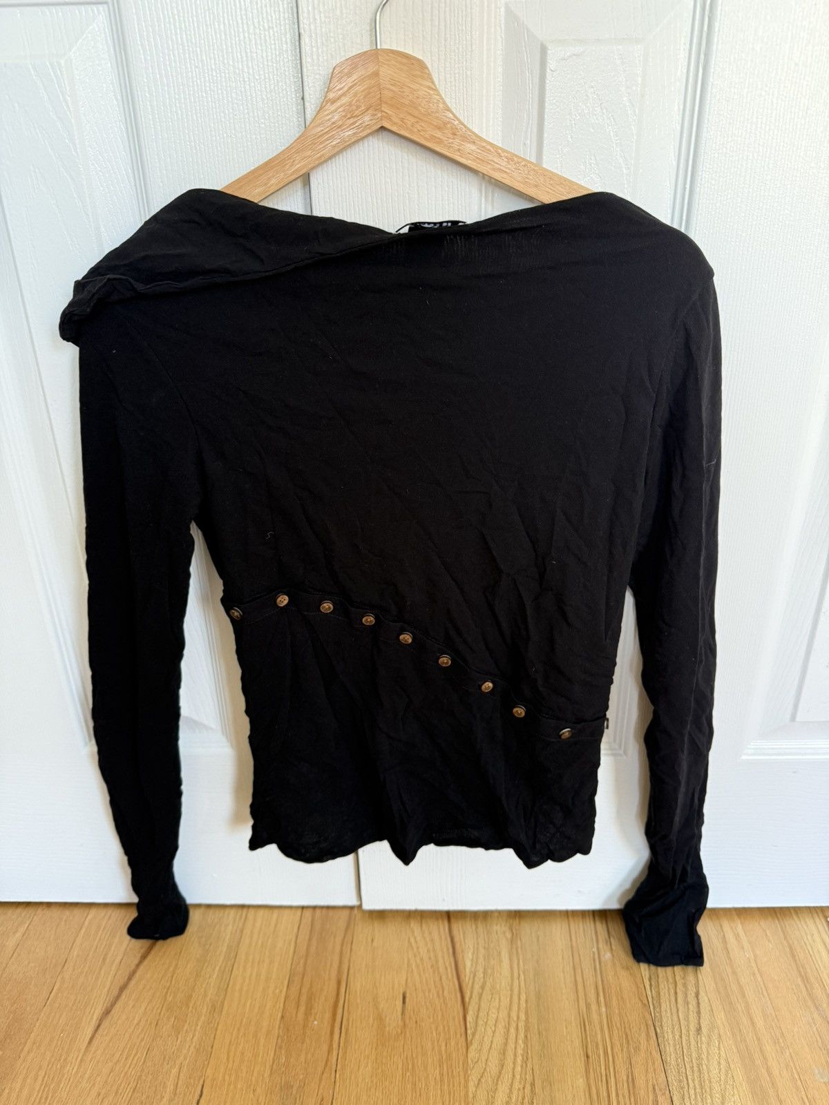 PRISCAVera Priscavera black asymmetrical button detail top Size M / US 6-8 / IT 42-44 - 3 Thumbnail