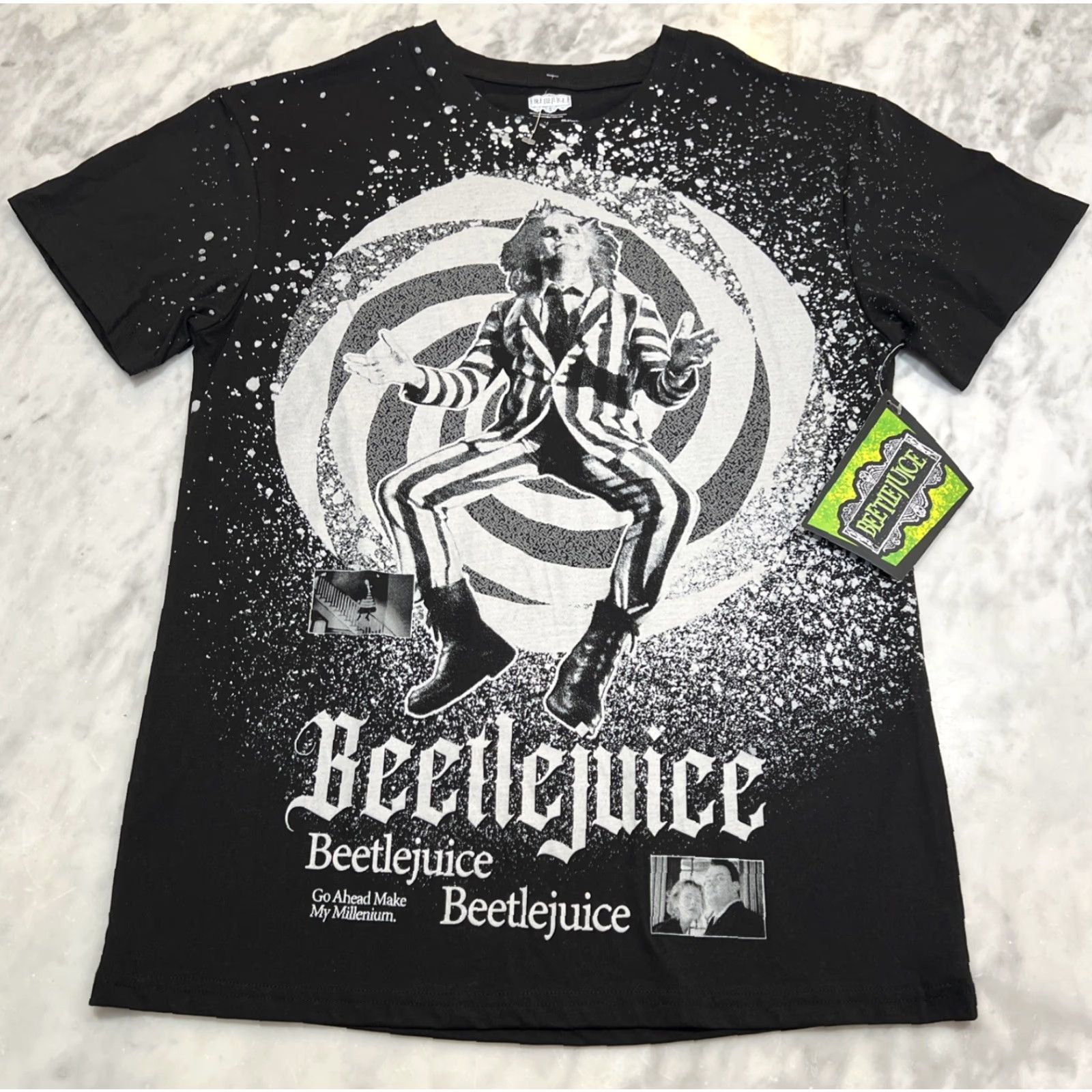 Vintage Beetlejuice T Shirt Men Medium Graphic Spiral Splatter NWT Size US M / EU 48-50 / 2 - 2 Thumbnail