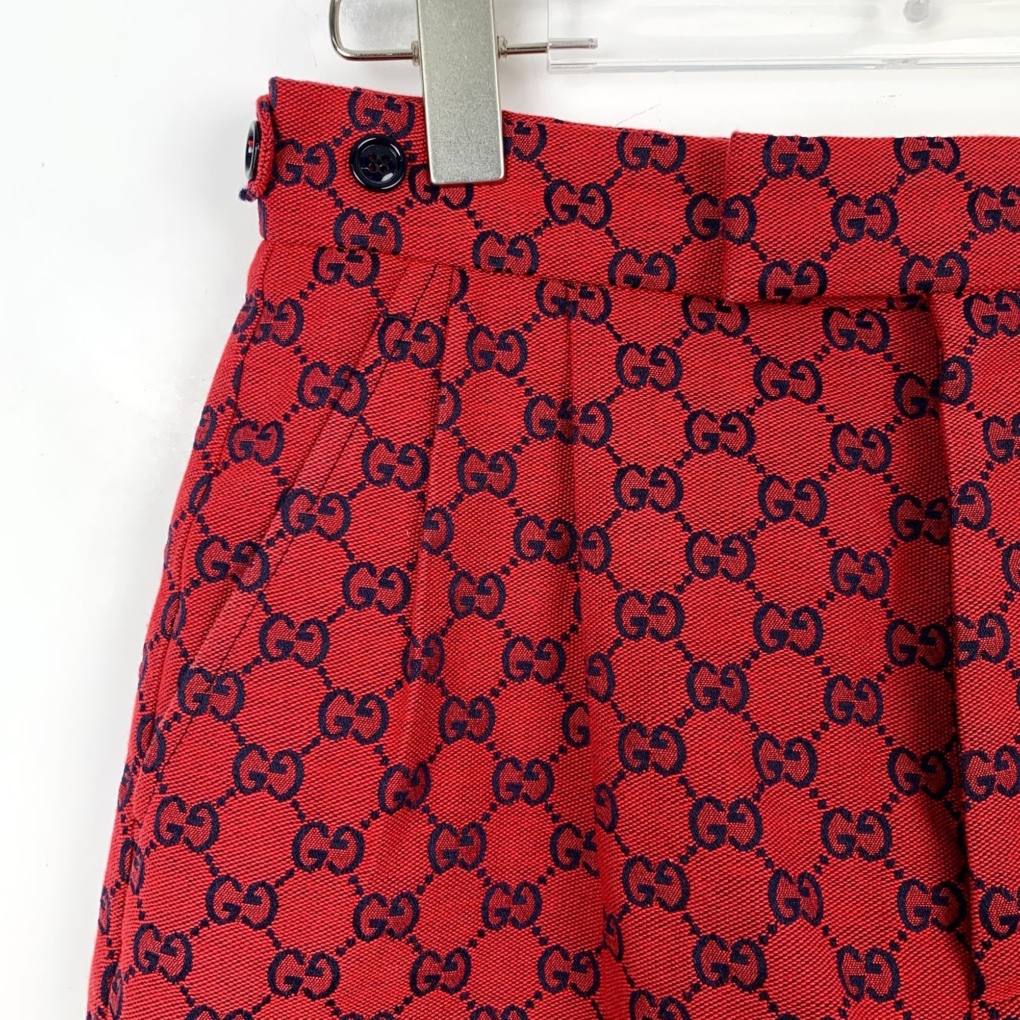 Gucci H9296 Gucci Red GG Monogram Womens High-Waisted Cotton Blend Size 38" / US 16 / IT 52 - 3 Thumbnail