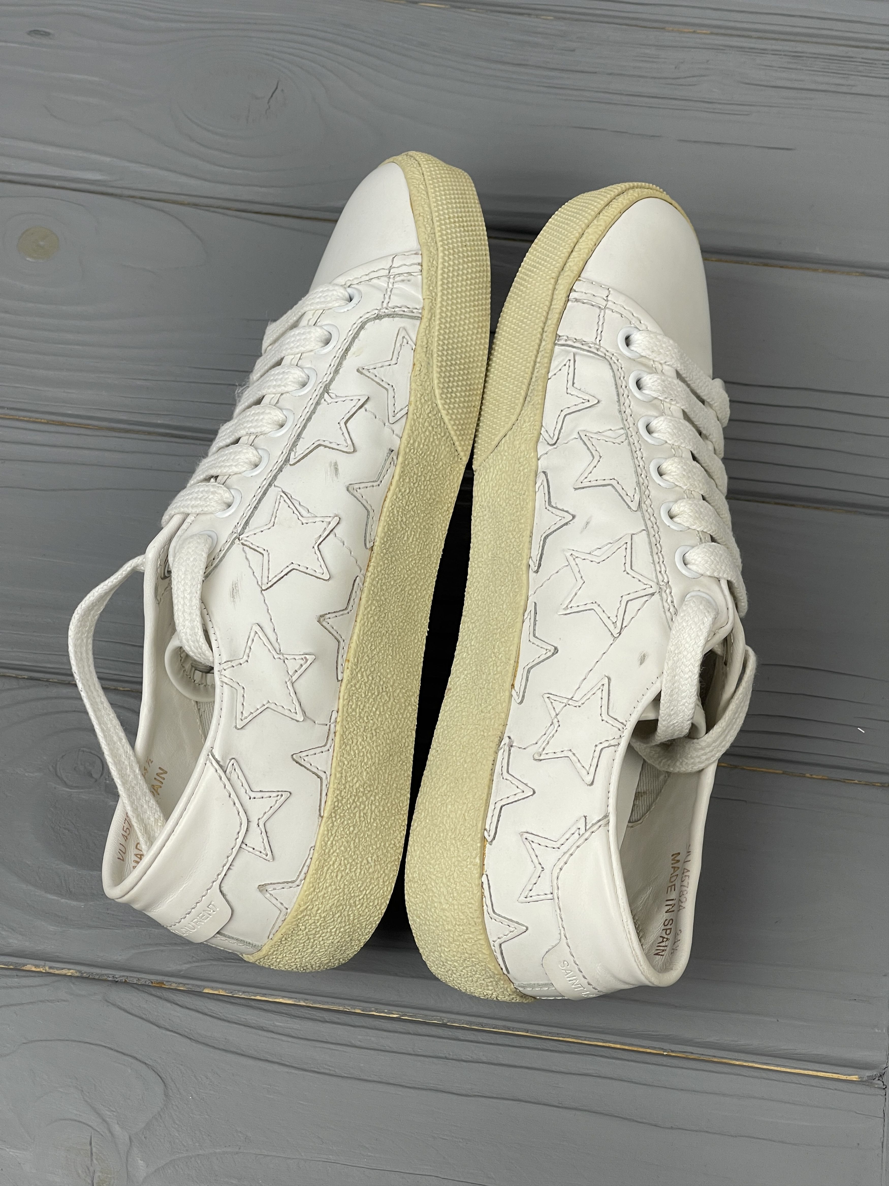 Saint Laurent Paris Saint Laurent Leather Court Stars Sneakers Size US 4.5 / IT 34.5 - 5 Thumbnail