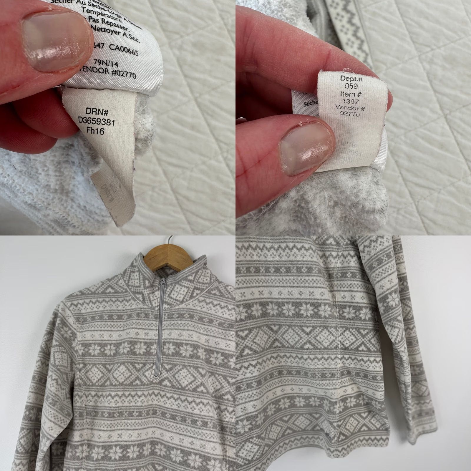 Eddie Bauer Eddie Bauer Womens Gray White Fair Isle Fleece 1/4 Zip Pullover Jacket M FH16 Size M / US 6-8 / IT 42-44 - 8 Thumbnail