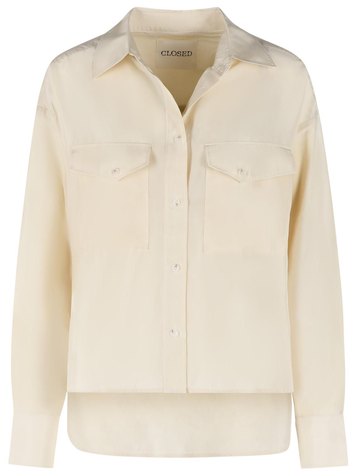 CLOSED CLOSED 'Utility' Cream Silk Shirt Size S / US 4 / IT 40 - 1 Thumbnail