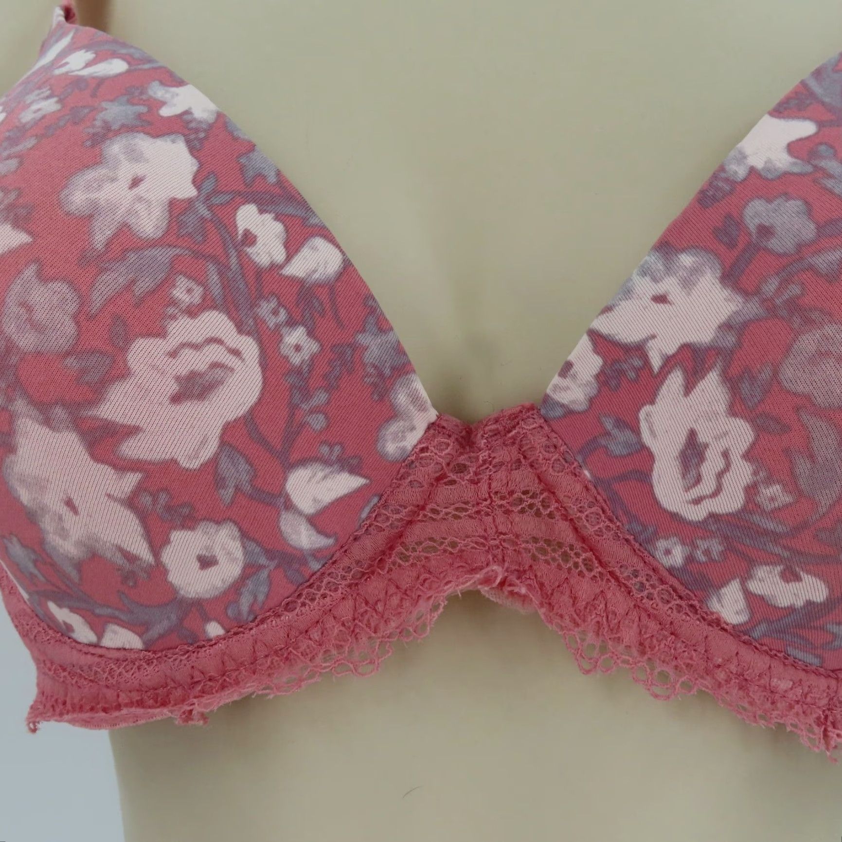 Lucky Brand Lucky Brand Bra 36C Pink White Floral Lace Underwire Lined Womens Size ONE SIZE - 3 Thumbnail