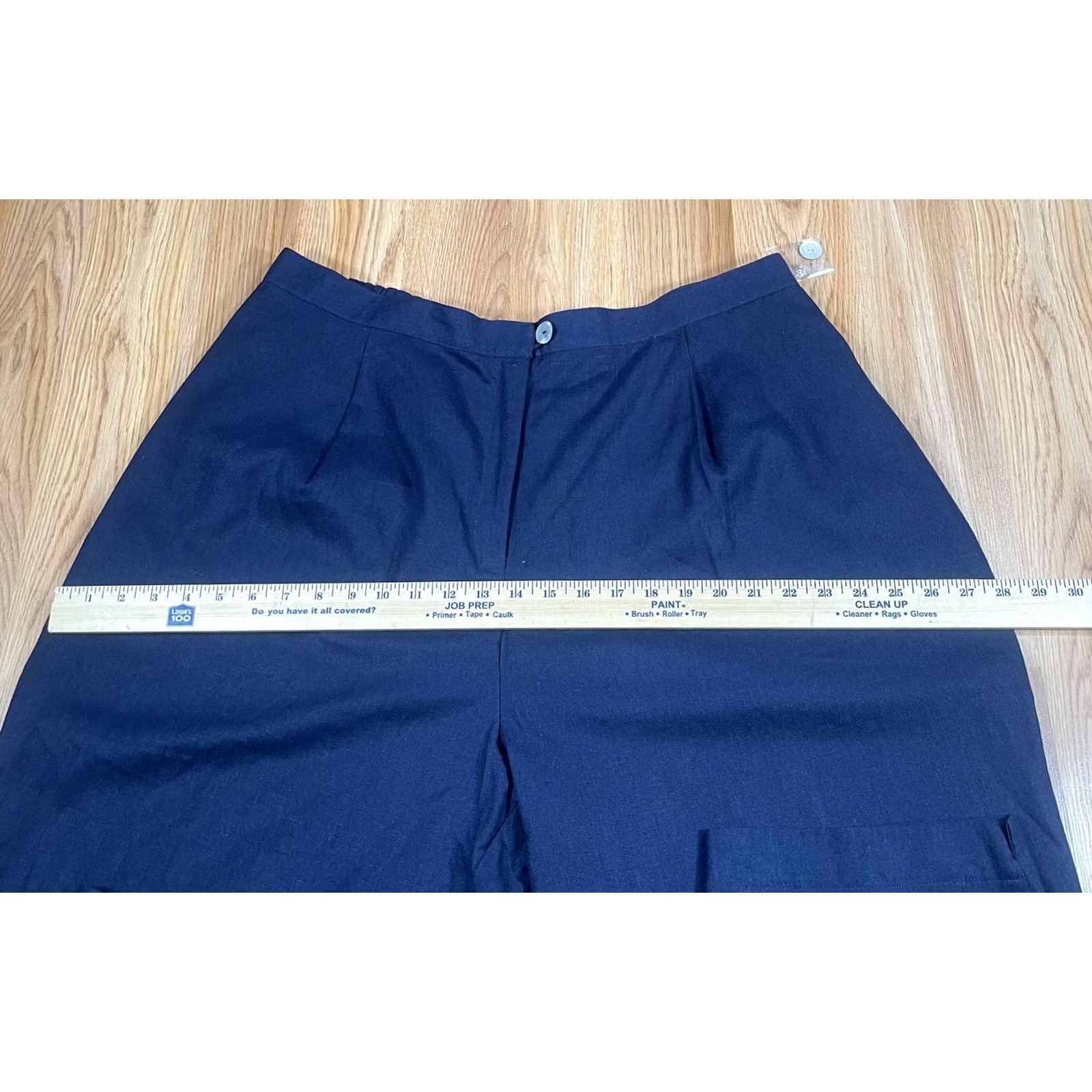 Vintage Options Melrose Pants Womens 3X Blue High Rise Linen Blend Straight Leg Pockets Size 40" / US 18 - 5 Thumbnail