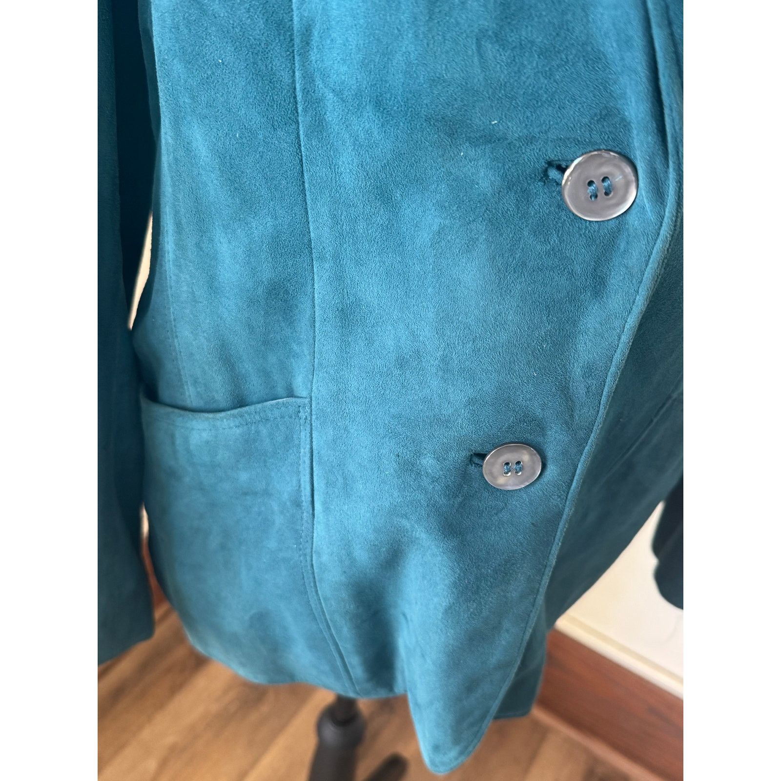 Other Vintage Leathercraft NYC Teal Suede Leather Blazer Size XL / US 12-14 / IT 48-50 - 6 Thumbnail