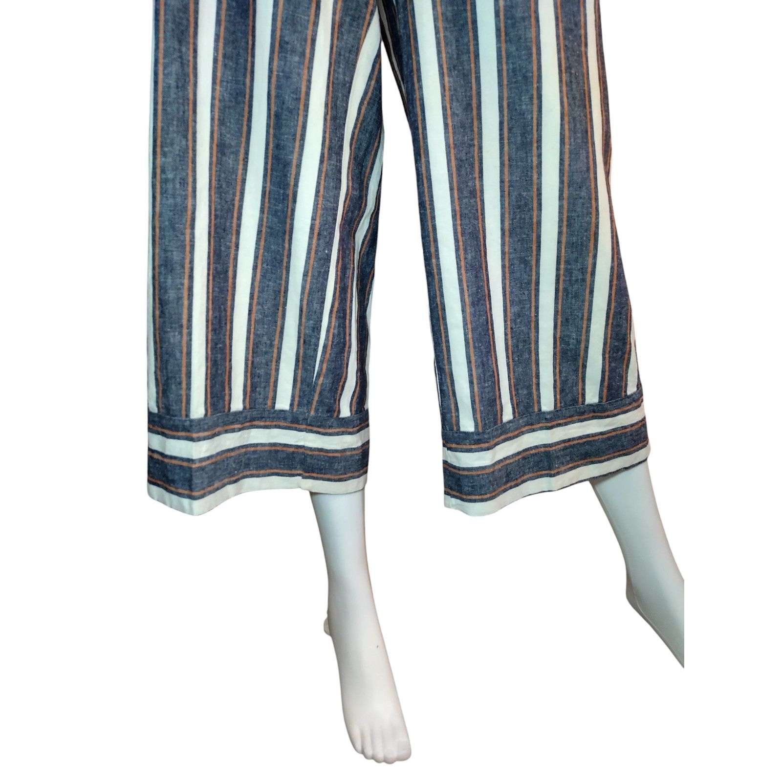 Banana Republic NWT Banana Republic Womens Blue Stripes wide Leg Pants Sz 12 Size 34" / US 12 / IT 48 - 4 Thumbnail