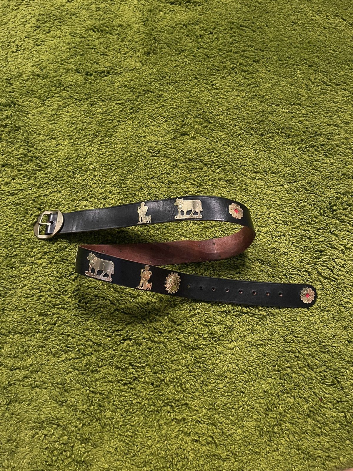 Cowboy Equipment × Etro × Genuine Leather Etro 90s vintage iconic cows logo western cowboy belt Size 36 - 1 Thumbnail