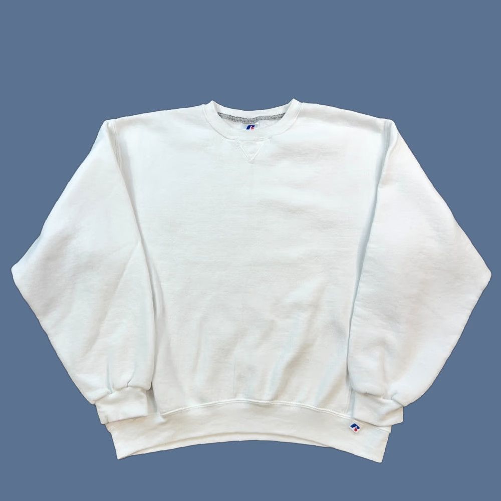 Russell Athletic VINTAGE Russell Athletic Sweatshirt Mens Large White V Stitch Crewneck Pullover Y2K Size US L / EU 52-54 / 3 - 1 Thumbnail