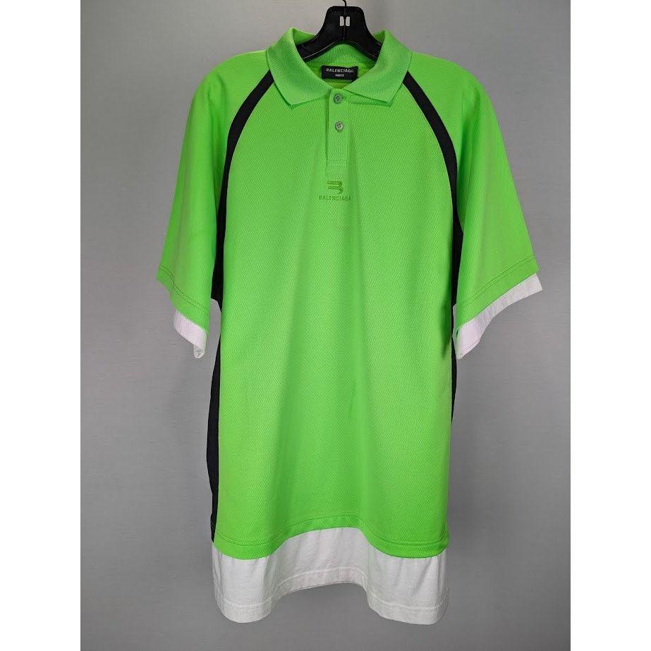 Balenciaga o1rshd1 Layered S/S Polo Shirt Pique in Green-Dark Green Size US XXS / EU 40 - 2 Thumbnail