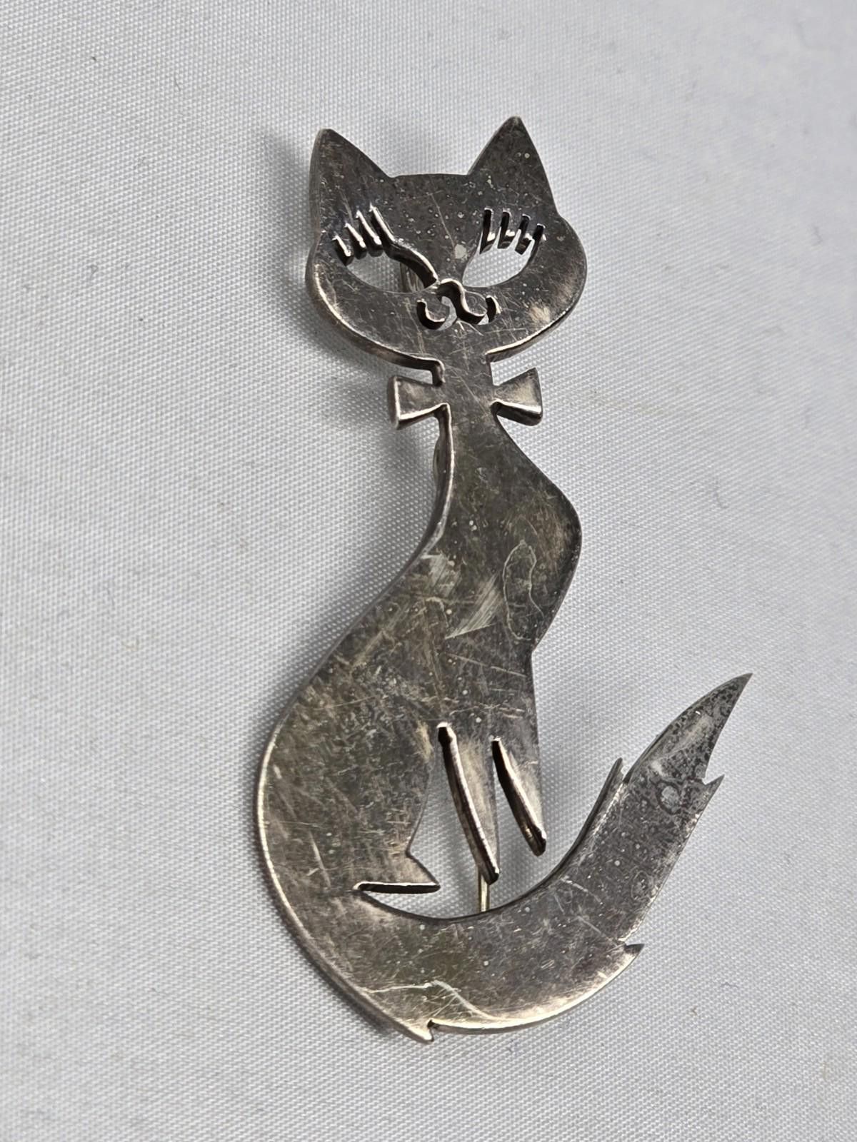 Other Vintage Taxco Mexico Sterling Modernist Cat Brooch Pendant Size ONE SIZE - 1 Thumbnail
