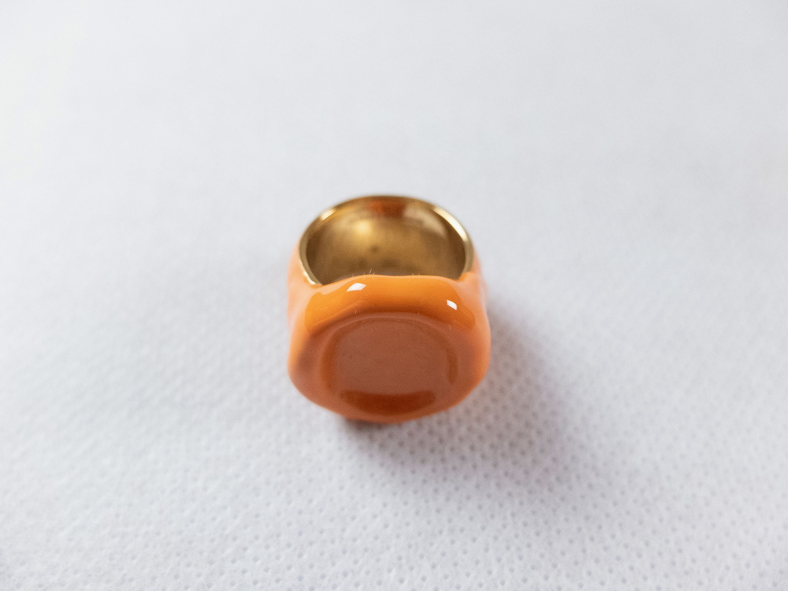 Bottega Veneta BOTTEGA VENETA Seal orange gold plated silver ring 6 13 q Size ONE SIZE - 4 Thumbnail