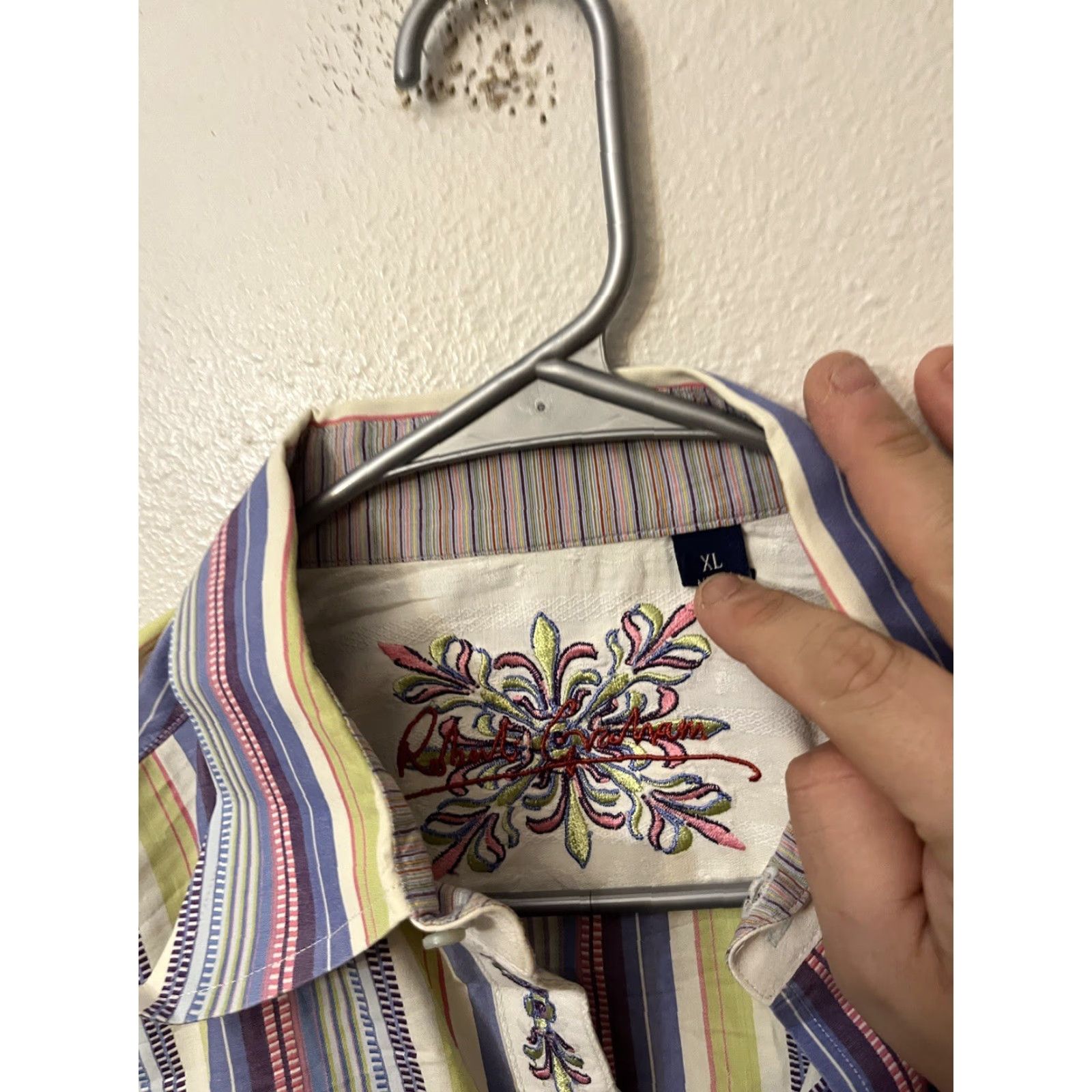 Robert Graham Robert Graham Men's XL Button-Up Shirt Striped Long Sleeve Collared Dress Shirt Size 46R - 3 Thumbnail