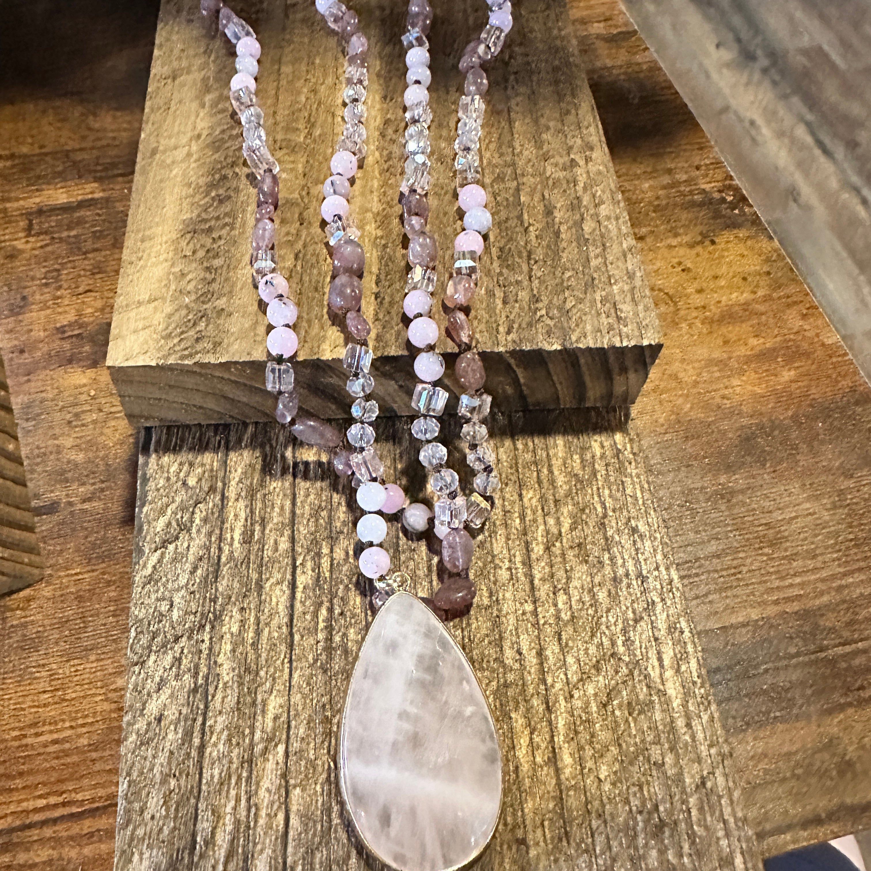 Other Bohemian Natural Stone Glass Knot Pendant Necklace | Gift Bo Size ONE SIZE - 4 Thumbnail