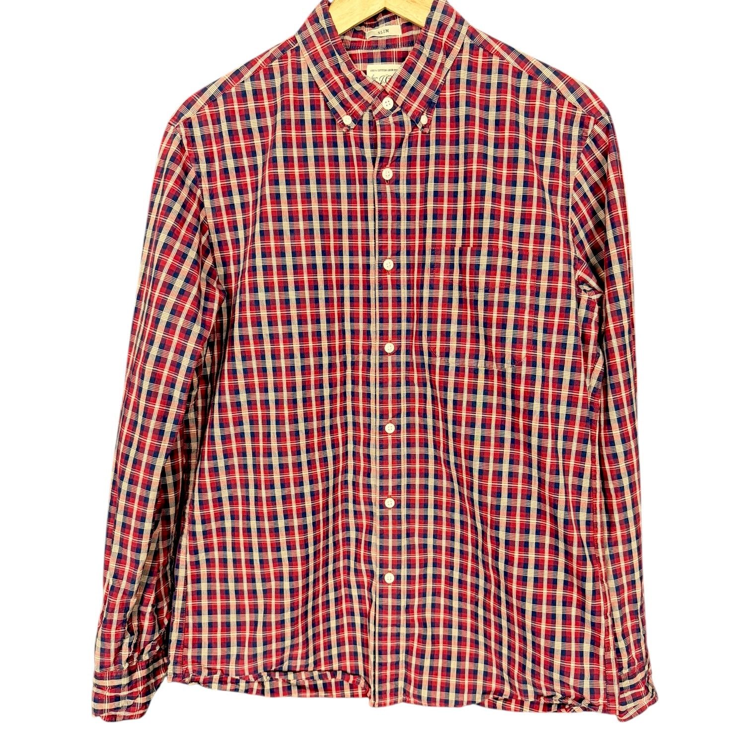 J.Crew J.Crew Red Plaid Slim Fit Men's Button-Down Shirt Office - M Size US M / EU 48-50 / 2 - 1 Thumbnail