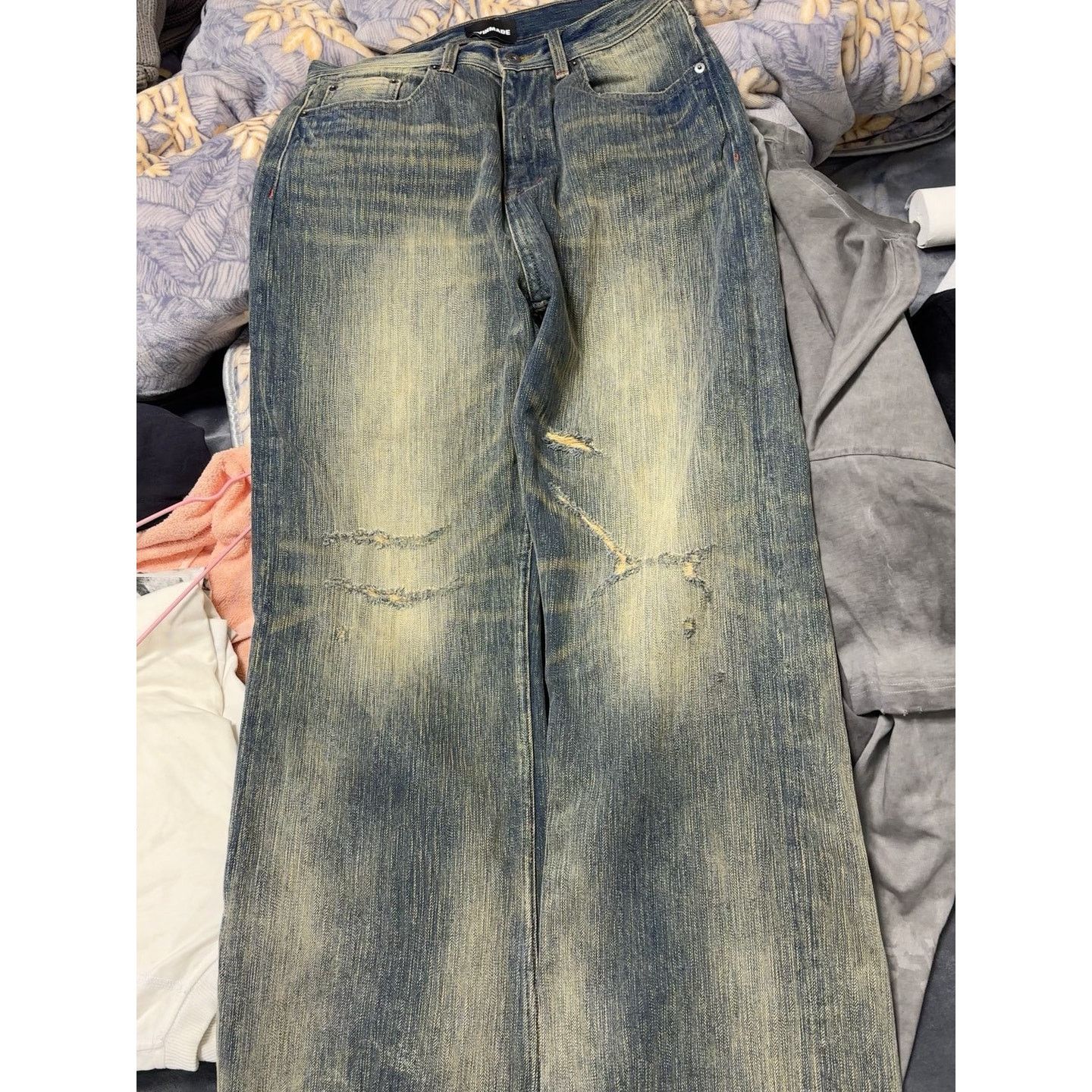 Edwin Vintage Faded Wash Distressed Ripped Denim Jeans Size US 33 - 1 Thumbnail