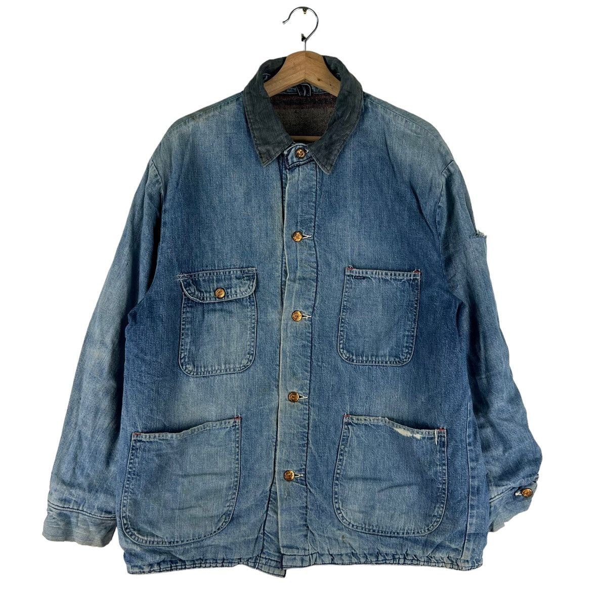 Vintage 🔥VINTAGE CHORE DENIM JACKET BLANKET LINING TOYO ENTERPRISE Size US M / EU 48-50 / 2 - 1 Thumbnail