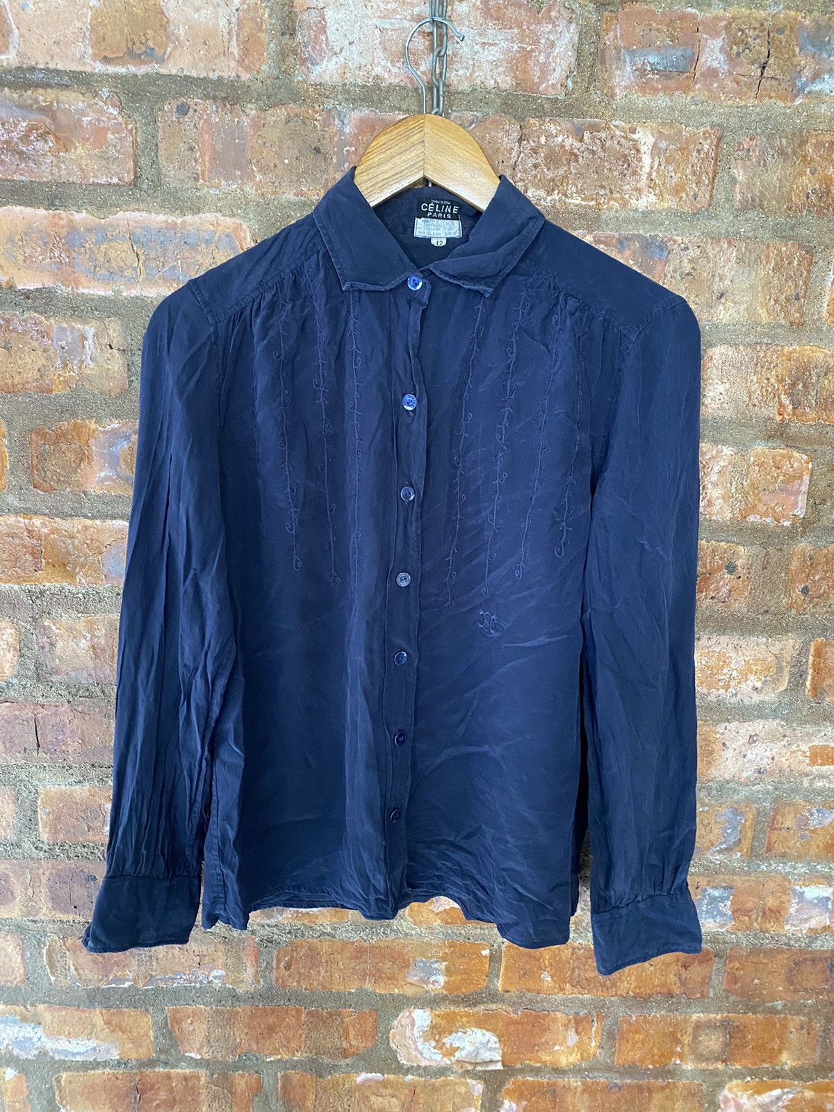 Celine × Vintage 1980s Celine SILK embroidered floral Size S / US 4 / IT 40 - 2 Thumbnail