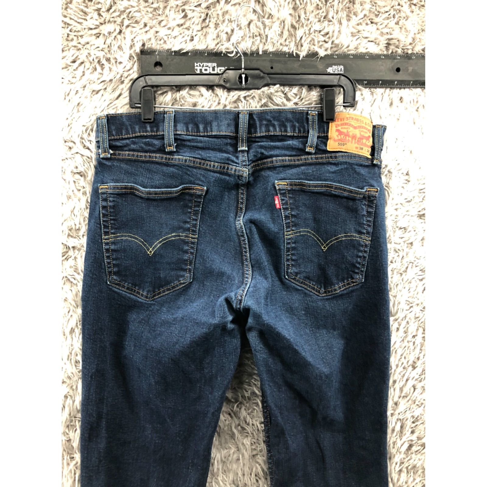 Levi's Levi's 559 Straight Jeans Denim Blue 38x30 Mens Regular Mid Rise 5-Pocket Belt Loops Distressed No Vintage No Size US 38 / EU 54 - 7 Thumbnail