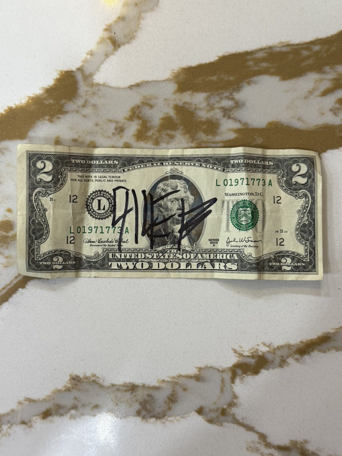 Cactus Plant Flea Market × Guess 1:1 Don Toliver signed $2 Bill Size ONE SIZE - 1 Preview
