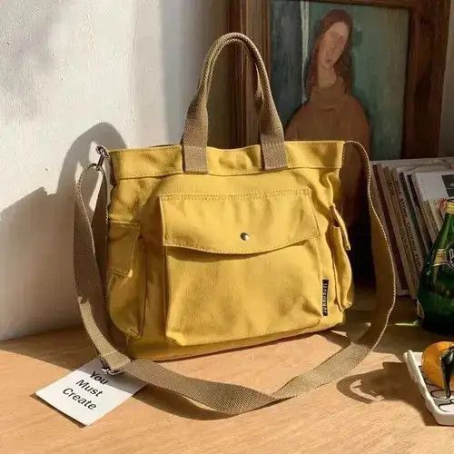 Canvas Casual Messenger Bag in Yellow, Men's
