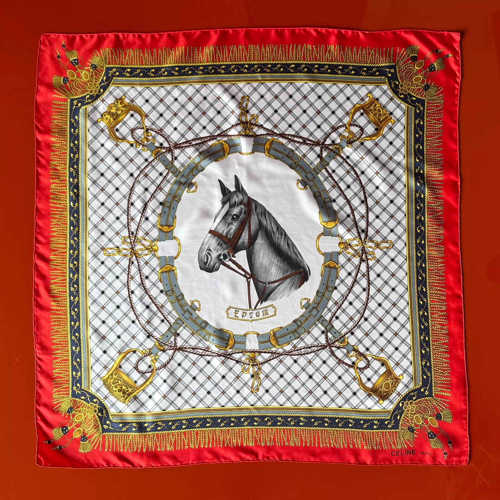 Celine Celine Vintage Equestrian 90cm Epsom Silk Scarf Size ONE SIZE - 4 Thumbnail