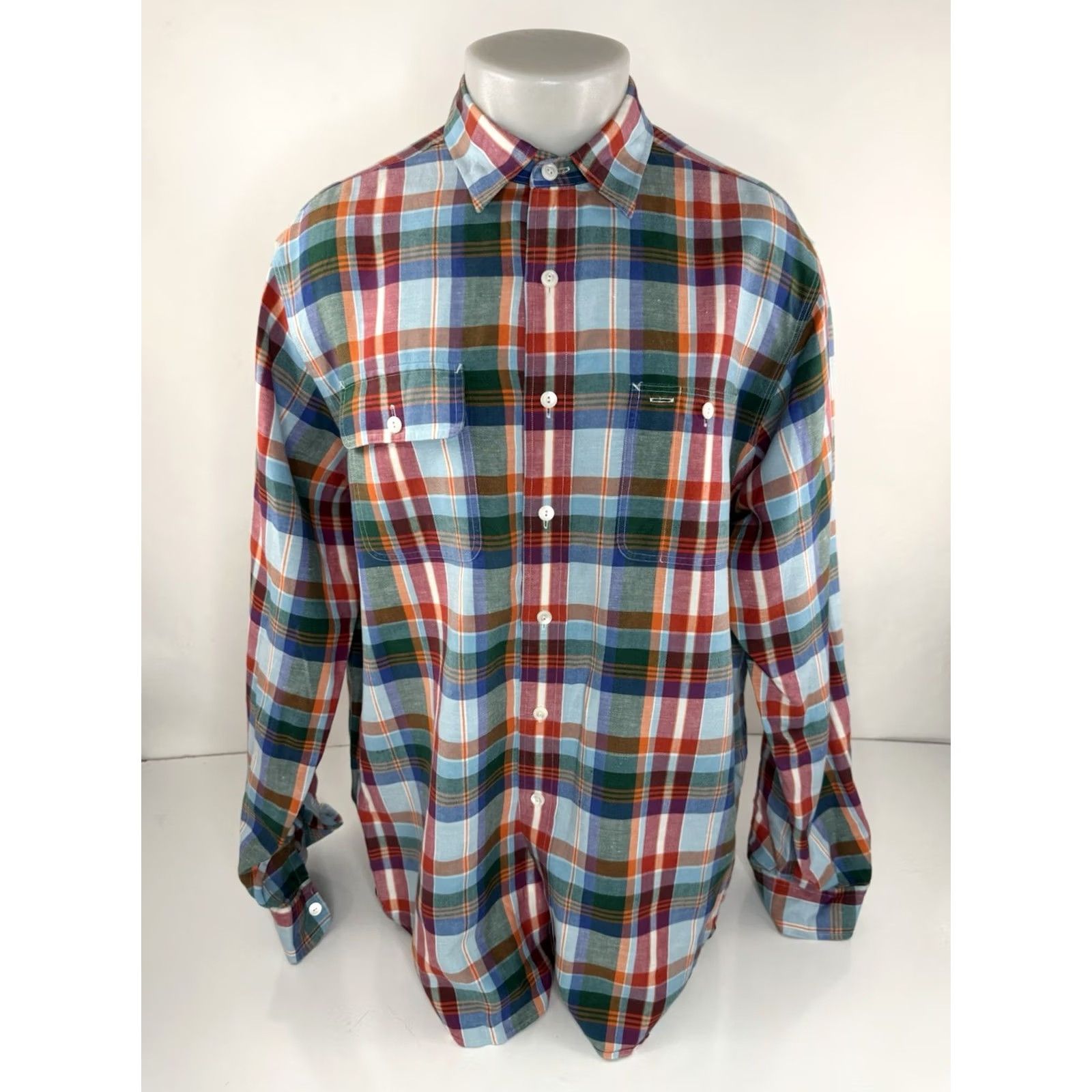 Polo Ralph Lauren POLO RALPH LAUREN - LINEN / SILK Mens XL Plaid Shirt - EXCELLENT Shirt Mens XL Multicolor Plaid - 90s? Size US XL / EU 56 / 4 - 2 Thumbnail