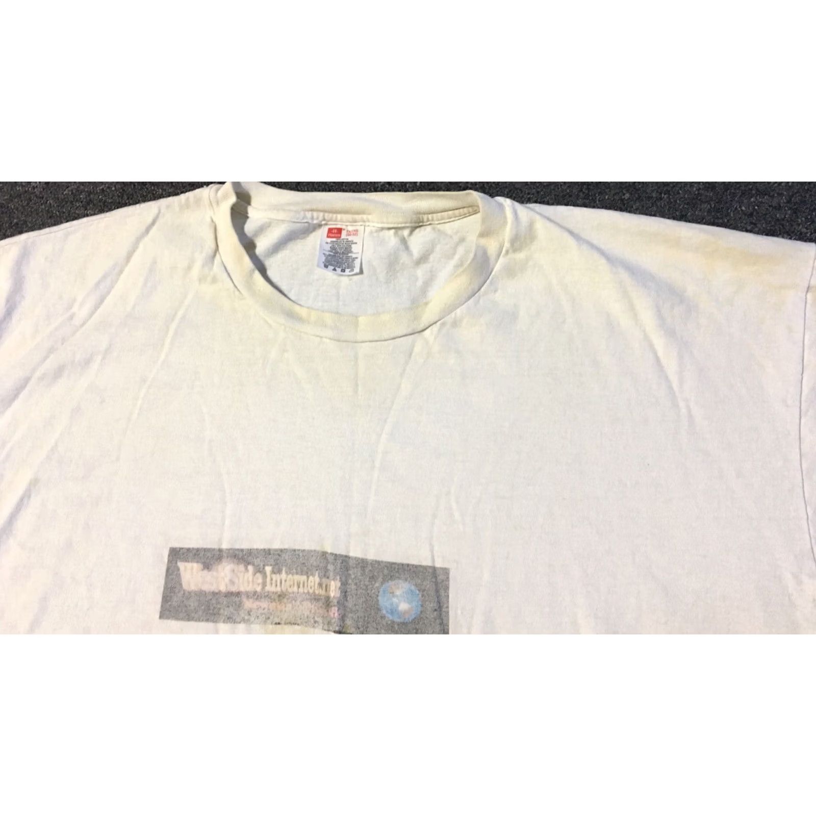 Hanes VINTAGE Westside Internet Thrashed Faded Distressed Shirt 2XL White Men T-Shirt 90s Grunge Vaporwave TV Disney Hanes Size US XXL / EU 58 / 5 - 5 Thumbnail