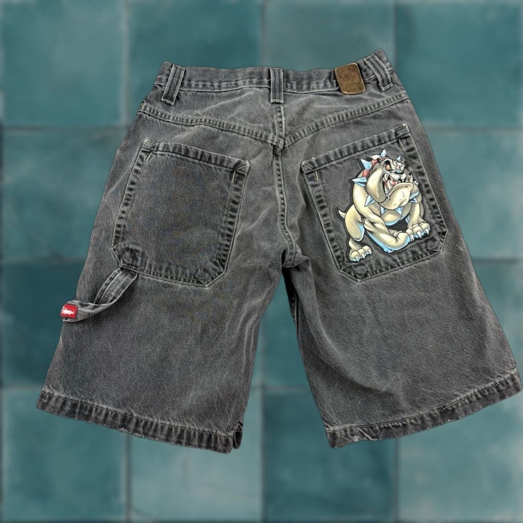 JNCO VINTAGE JNCO DenIM Short Jeans Baggy Wide Leg Gray Carpenter Bulldog 90s Grunge Mens 30 Black Denim 5-Pocket Baggy Style Size US 30 / EU 46 - 1 Thumbnail