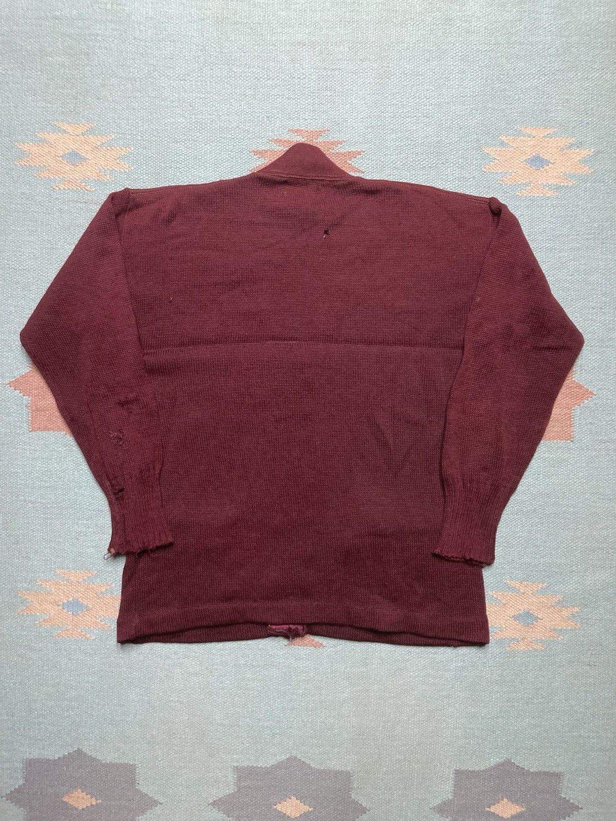 Vintage 1950s wool cardigan sweater button front maroon distressed M Size US M / EU 48-50 / 2 - 6 Thumbnail