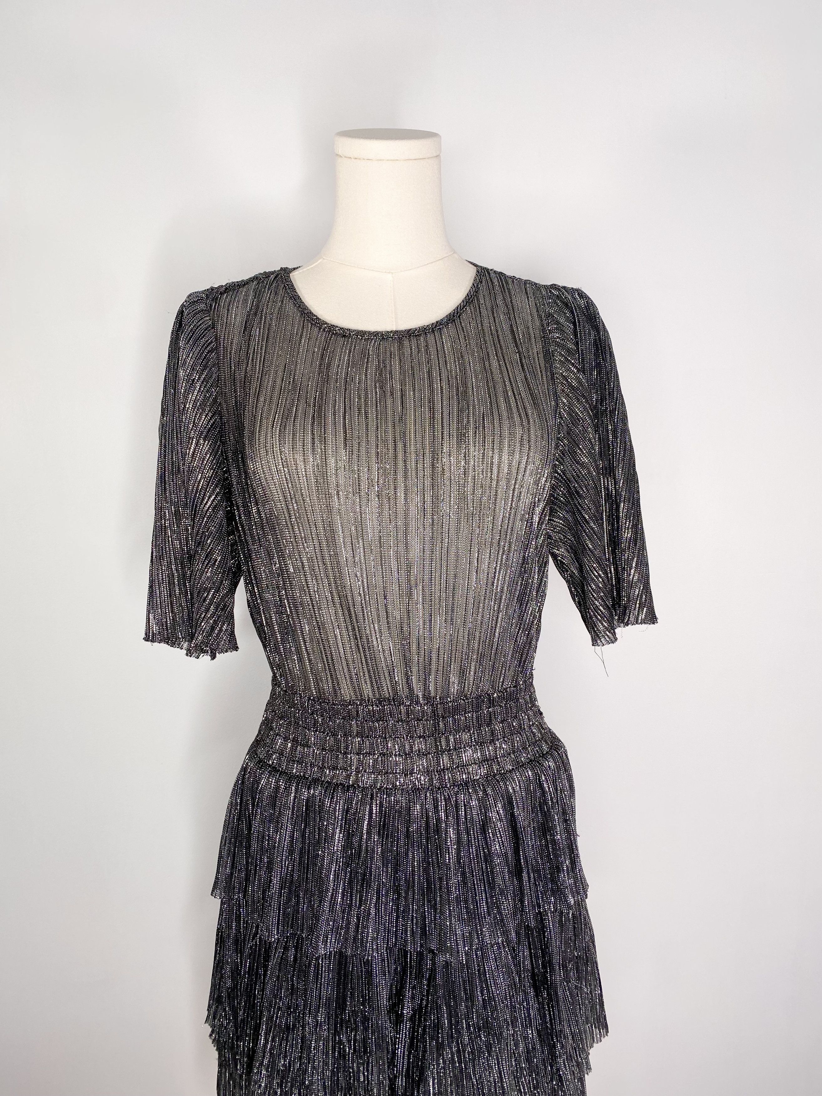 Vintage Sugar Lips - Silver Glitter Tiered Dress Size S / US 4 / IT 40 - 5 Thumbnail