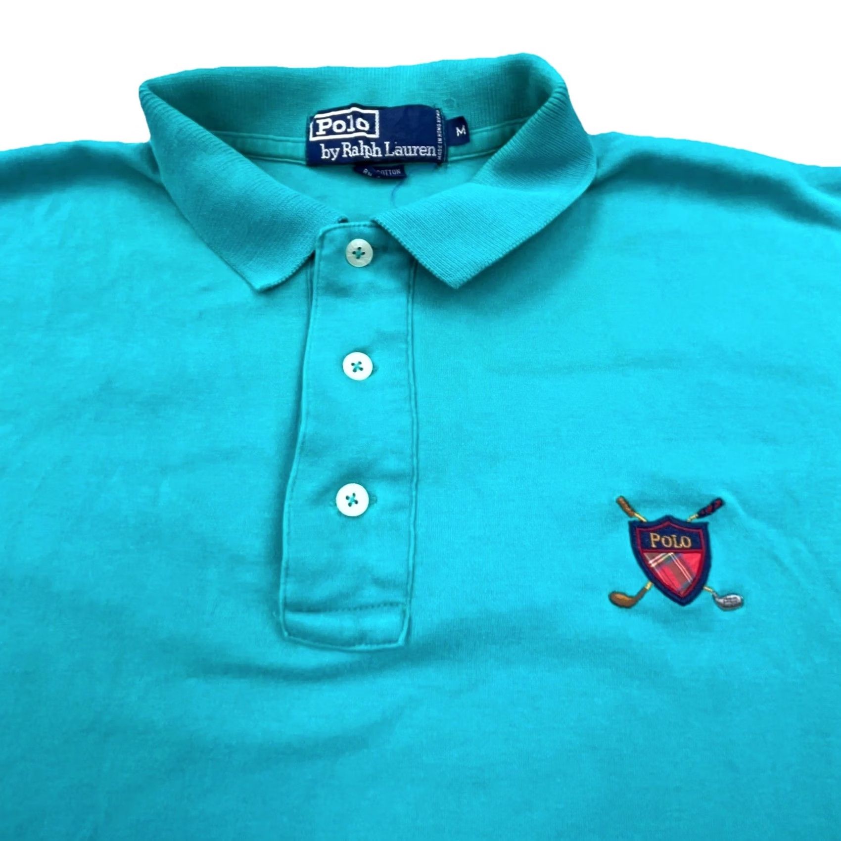 Vintage VINTAGE Polo Golf Shirt Men Medium Blue Teal Y2K Crest Polo Ralph Lauren Size US M / EU 48-50 / 2 - 3 Thumbnail