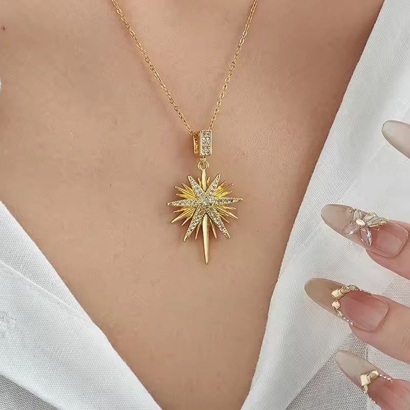 Jewelry Star Shiny Zircon Pendant Necklace Size ONE SIZE - 2 Thumbnail
