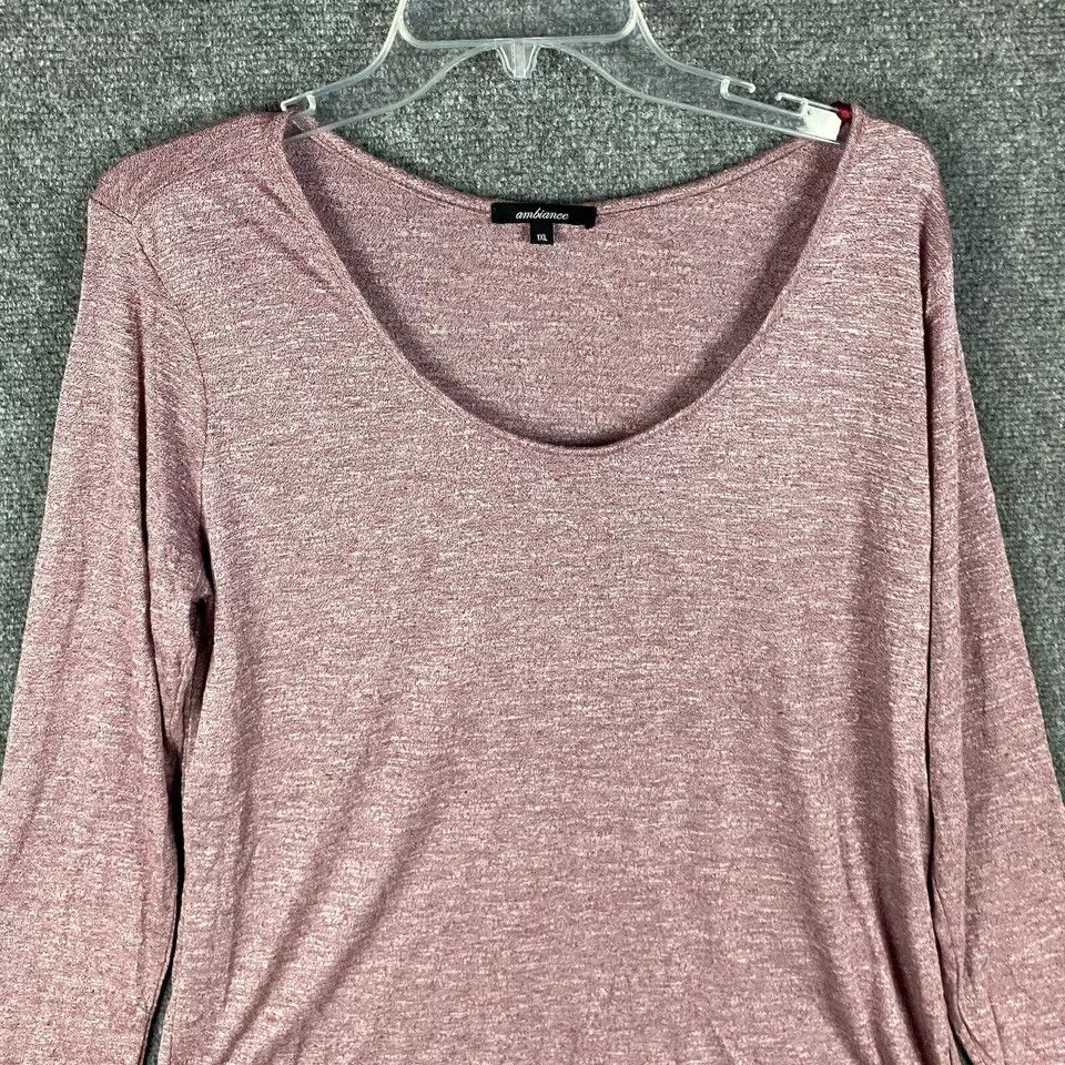 Other Ambiance Top Women's XL Long Sleeve Burgundy Rayon Blend Size XL / US 12-14 / IT 48-50 - 2 Thumbnail
