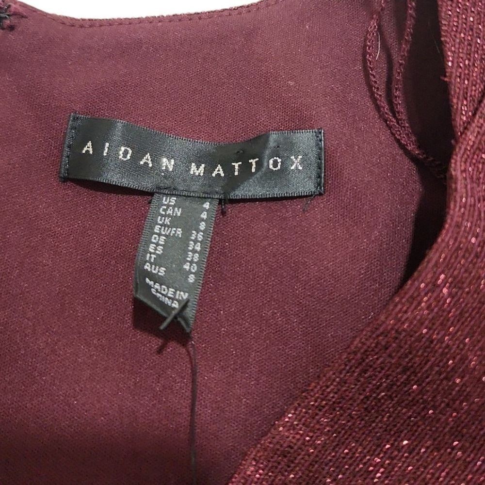 Other Aidan Mattox Cocktail Dress Sz 4 Burgundy Metallic Shimmer Size S / US 4 / IT 40 - 2 Thumbnail