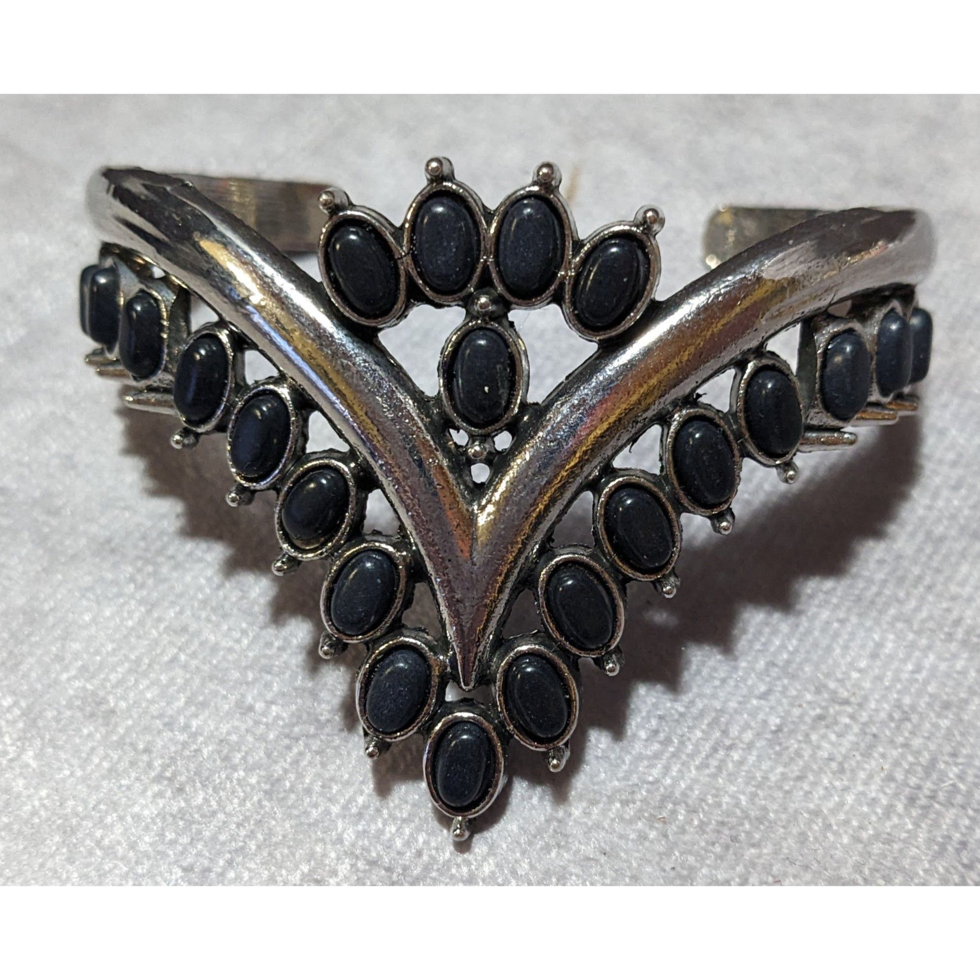 Other Gothic Vampire Black And Silver Tone Cuff Bracelet Size ONE SIZE - 6 Thumbnail