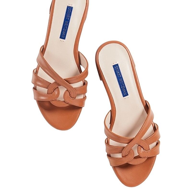 Stuart Weitzman Stuart Weitzman Cami Leather Sandals Vamp Straps Brown 7.5 Size US 7.5 / IT 37.5 - 1 Thumbnail