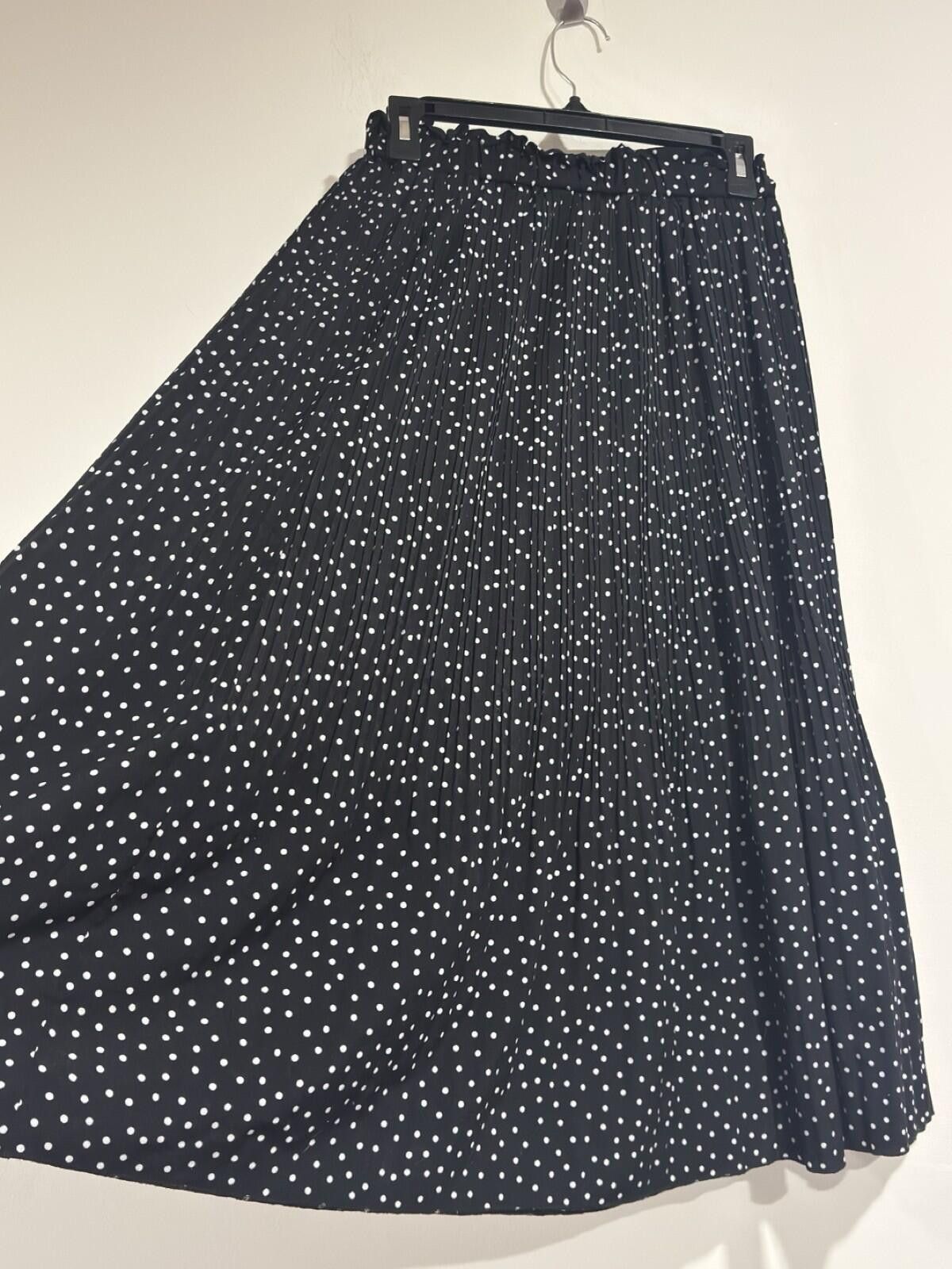 Other EXLURA Womens High Waist Polka Dot Pleated Maxi Skirt Size M Size 32" / US 10 / IT 46 - 4 Thumbnail
