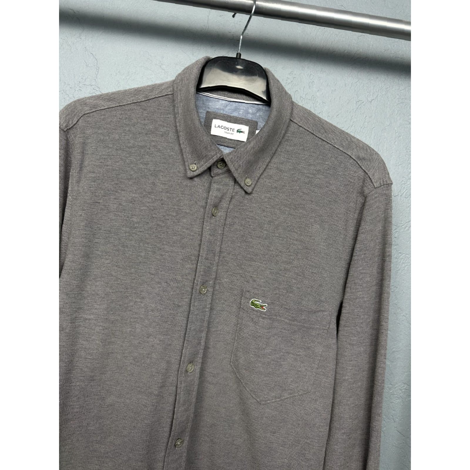 Lacoste Lacoste Polo Shirt Mens Long Sleeve Size M Gray Cotton Logo Shirt Size US M / EU 48-50 / 2 - 2 Thumbnail