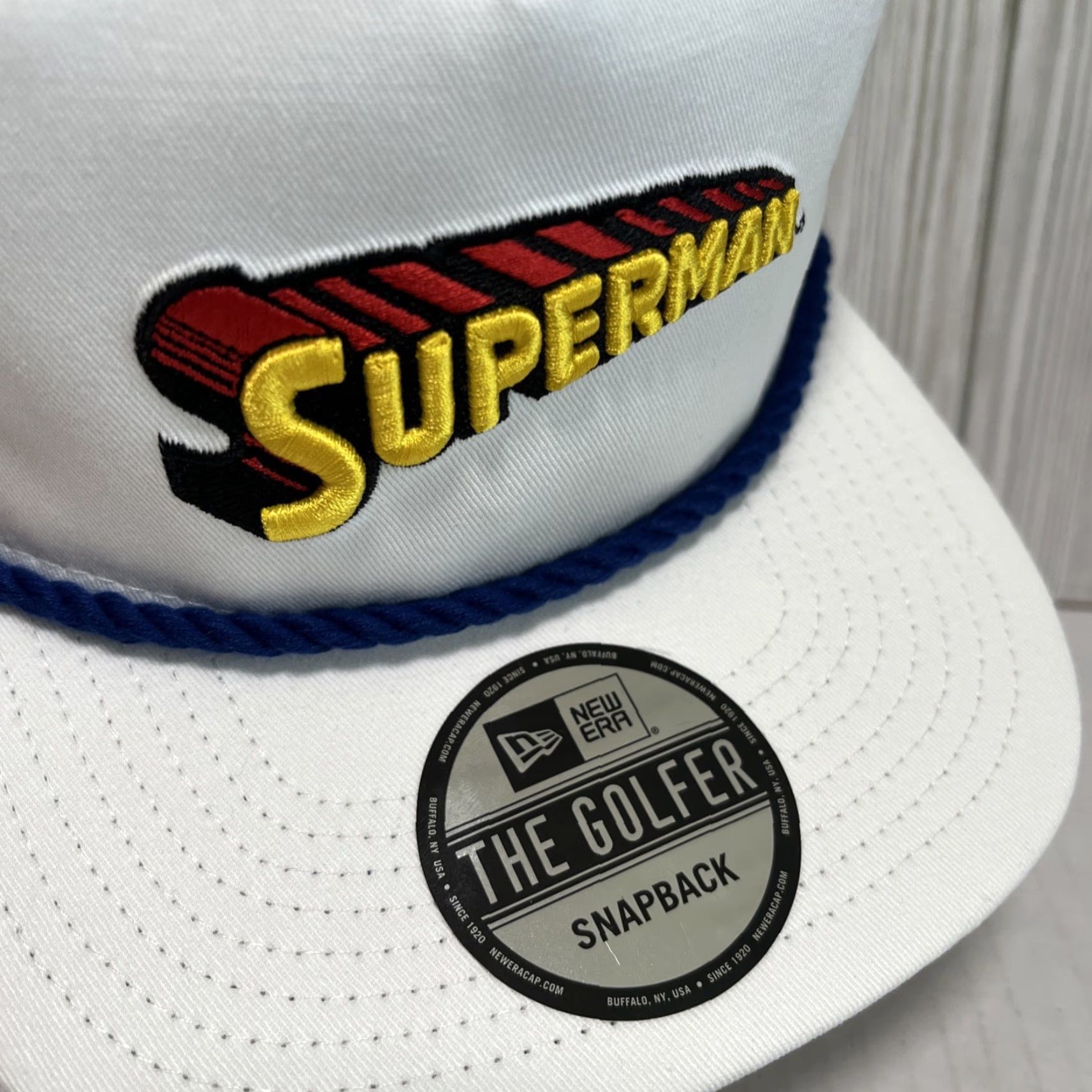 New Era New Era Superman Hat Cap Snap Back Rope DC Superhero Comics Hat Men White Navy Adjustable Breathable Knit Cotton Polyester Snapback Cap Size ONE SIZE - 6 Thumbnail
