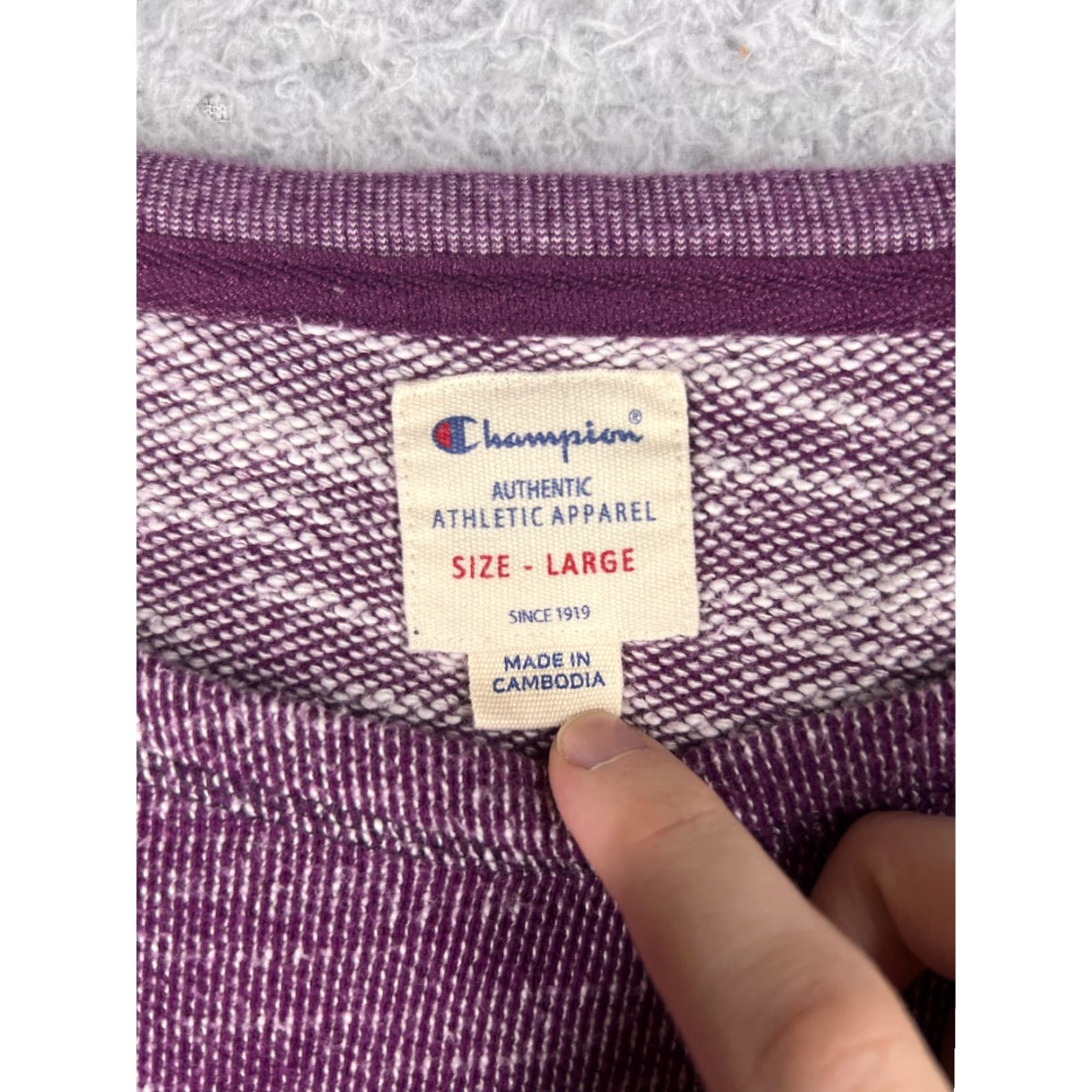 Champion Champion Sweater Womens Large Purple Woven Stretch Raglan Style Cotton Blend Shirt Pullover Crew Neck Casual Womens L Purple All Seasons Breathable Size L / US 10 / IT 46 - 6 Thumbnail