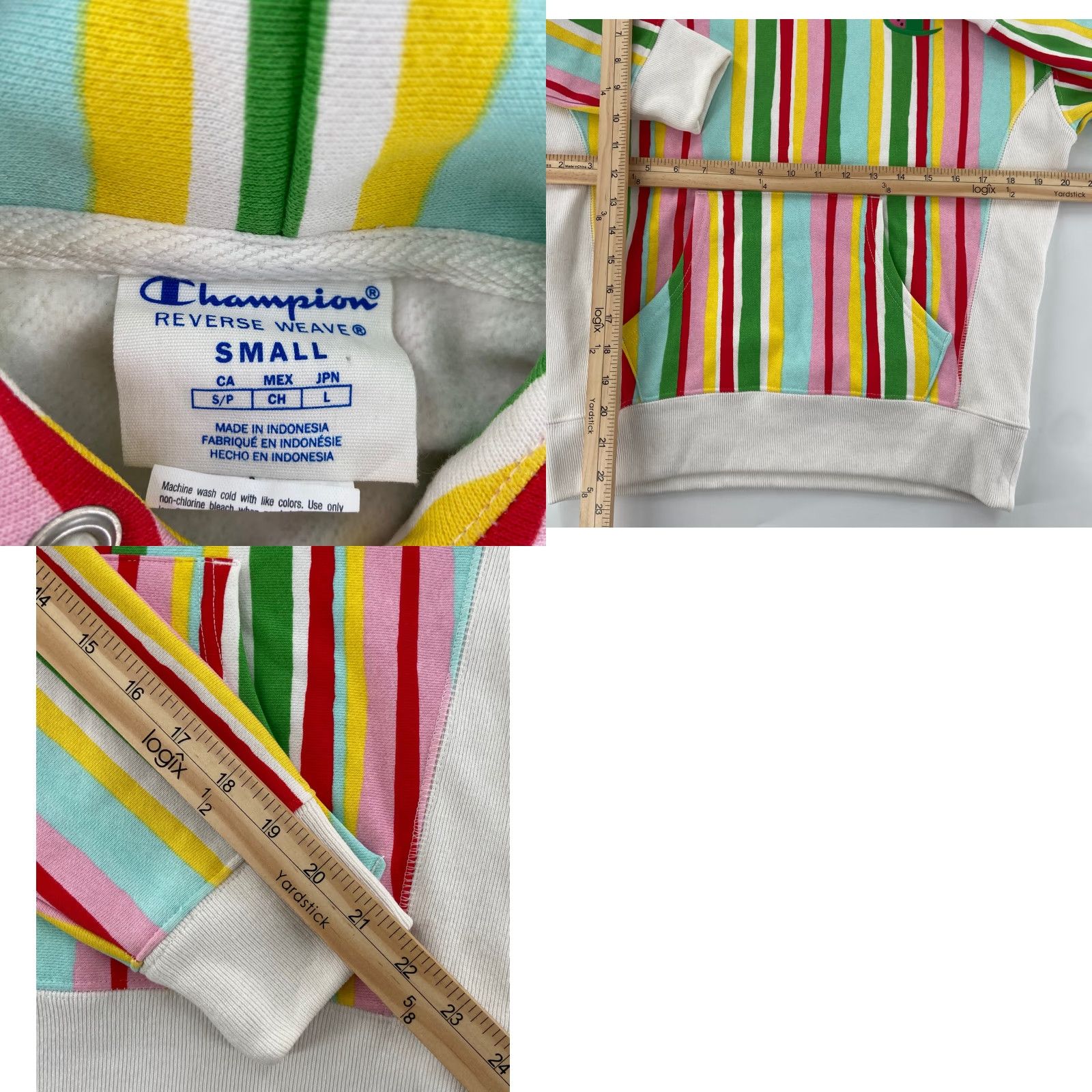 Champion Champion Susan Alexandra Watermelon Stripe Reverse Weave Hoodie Women's Small Multicolor Size S / US 4 / IT 40 - 8 Thumbnail