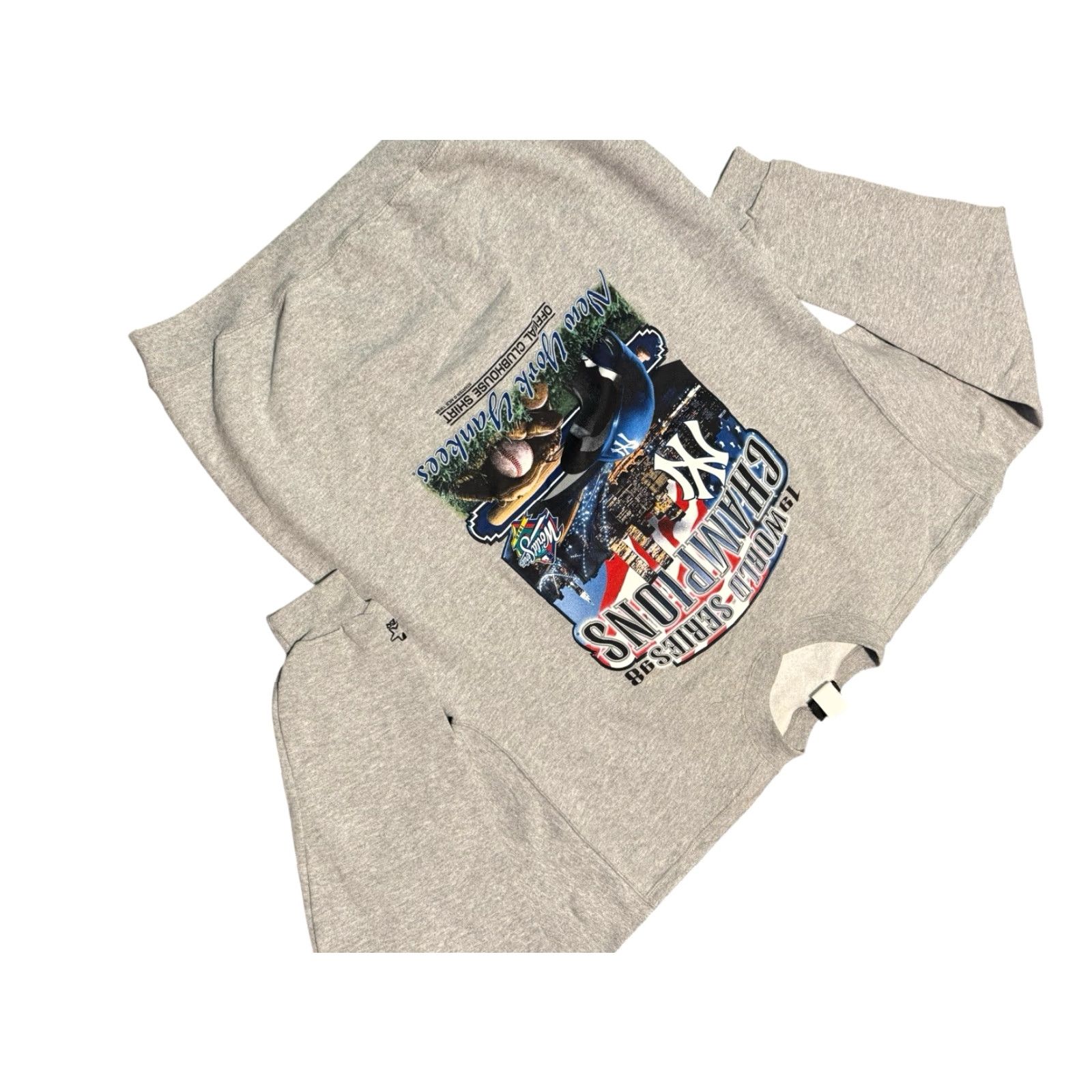 Starter VINTAGE Starter New York Yankees Sweatshirt MLB Gray Oversized Large Crew Neck Men's 1998 Champ Graphic Print Fleece Knit Pullover Size US L / EU 52-54 / 3 - 4 Thumbnail