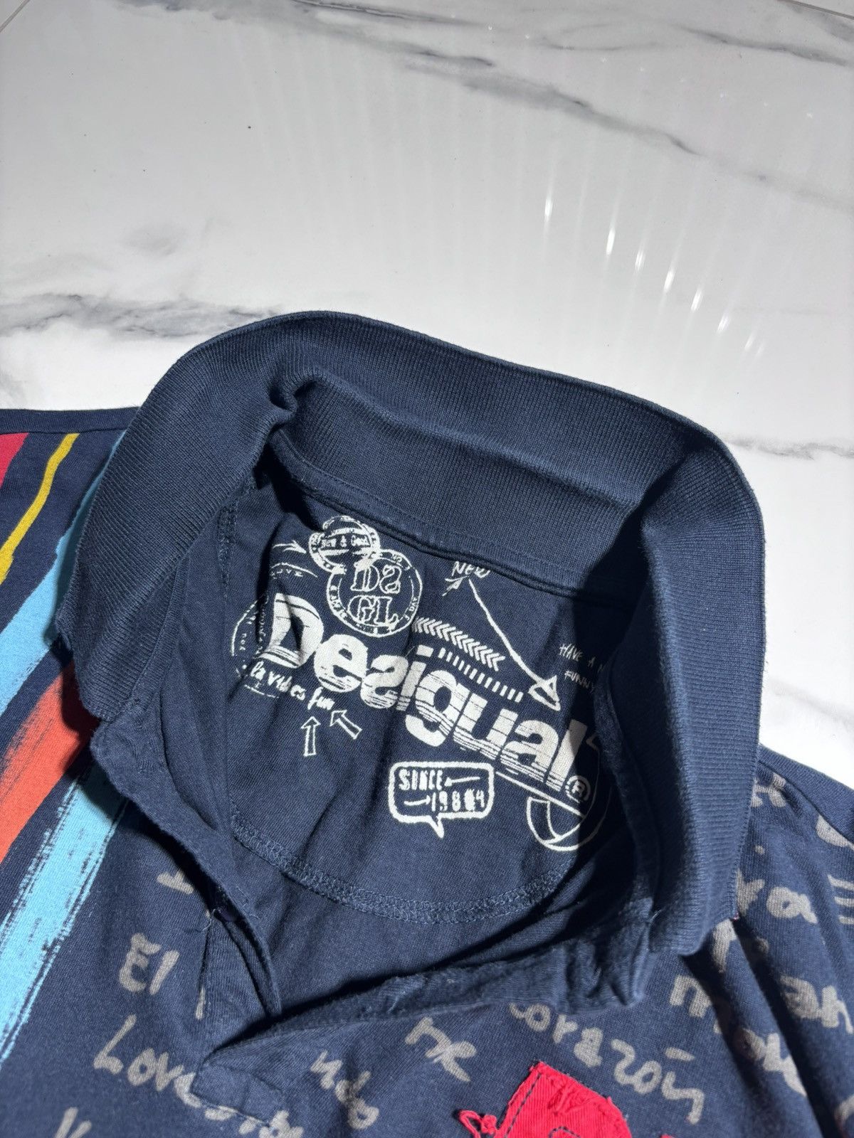 Japanese Brand Y2K Rugby Polo Tshirt Fun Love Sex Desigual Logo 00’s Size US XL / EU 56 / 4 - 6 Thumbnail