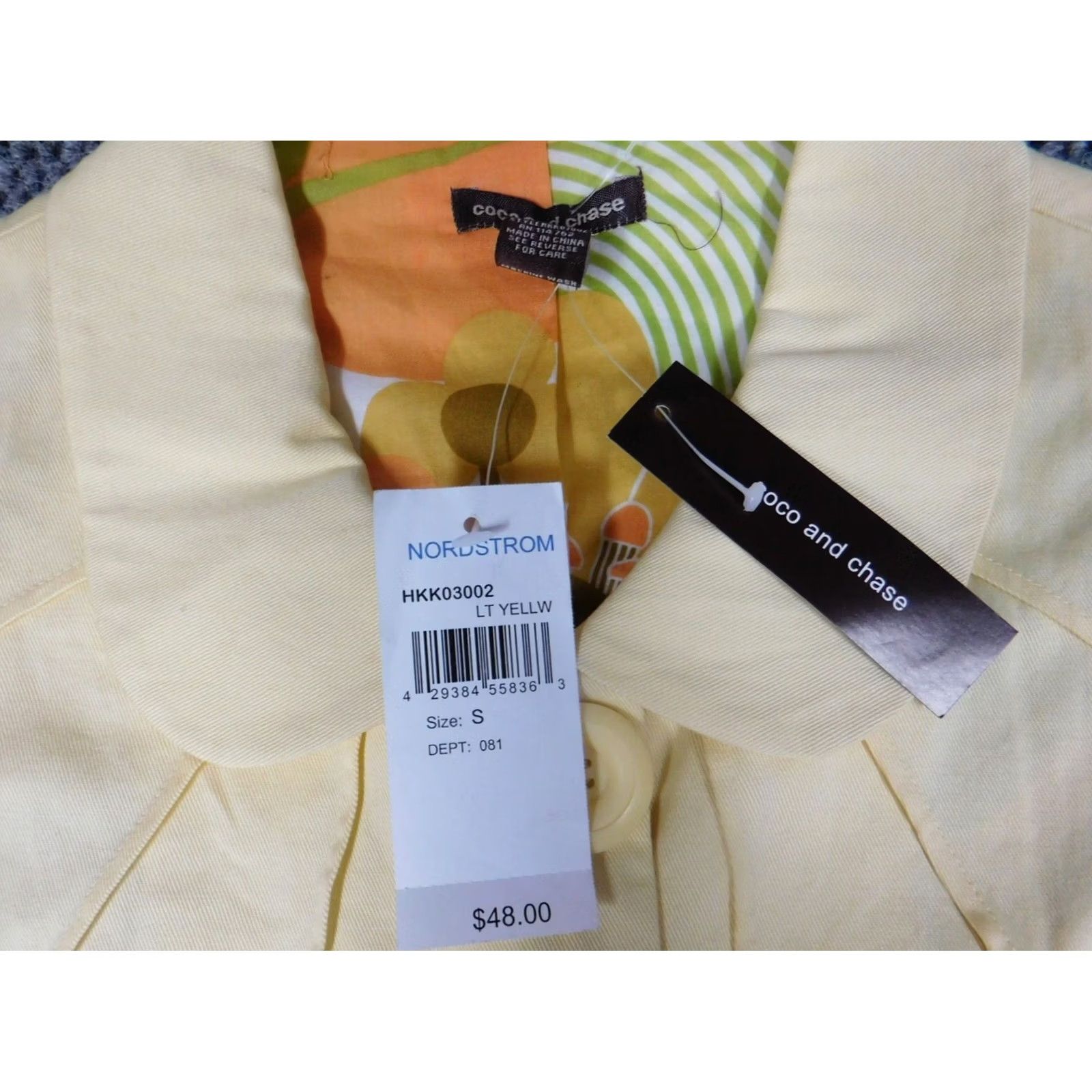 Vintage Coco and Chase Jacket Womens S Yellow Denim Cotton Lining Fur Trim Full Zip Lightweight Casual Fall Spring Size S / US 4 / IT 40 - 7 Thumbnail