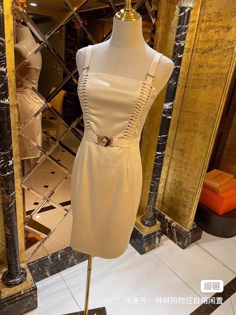 Versace Versace Satin champagne dress dress three-dimensional slim Size M / US 6-8 / IT 42-44 - 3 Thumbnail