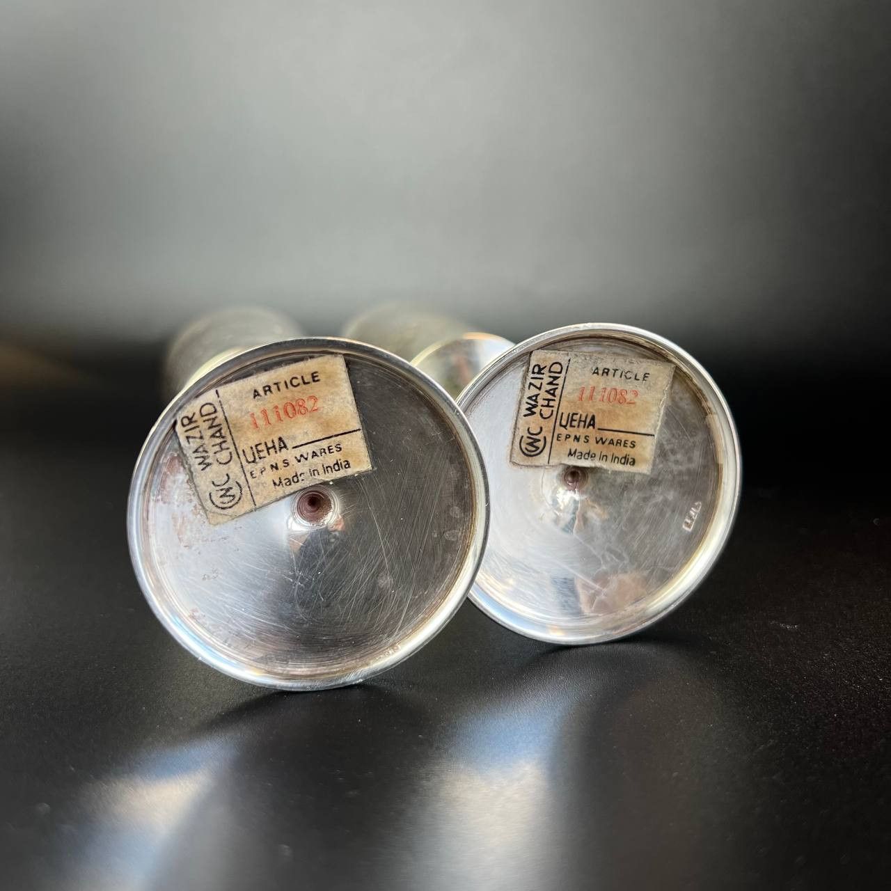 Vintage Pair Elegant Vintage Brass Silver Plated Wine Cups Marked Size ONE SIZE - 7 Thumbnail