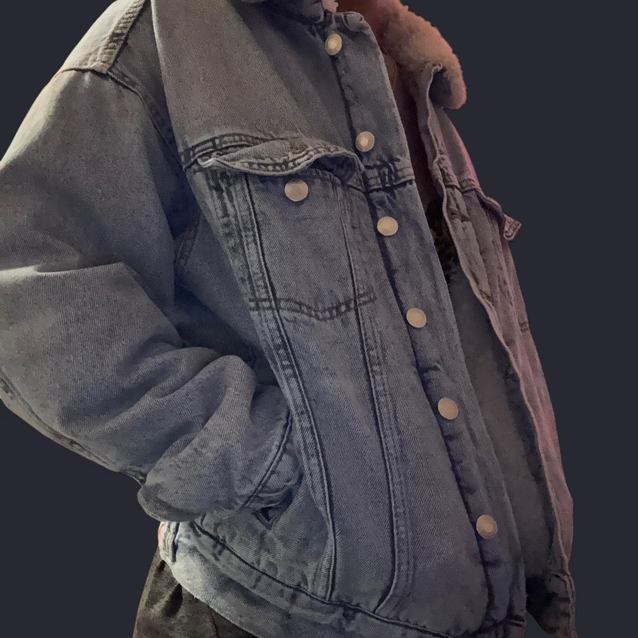 H&M Denim Button Up Jacket with Fur inside Size S / US 4 / IT 40 - 3 Thumbnail