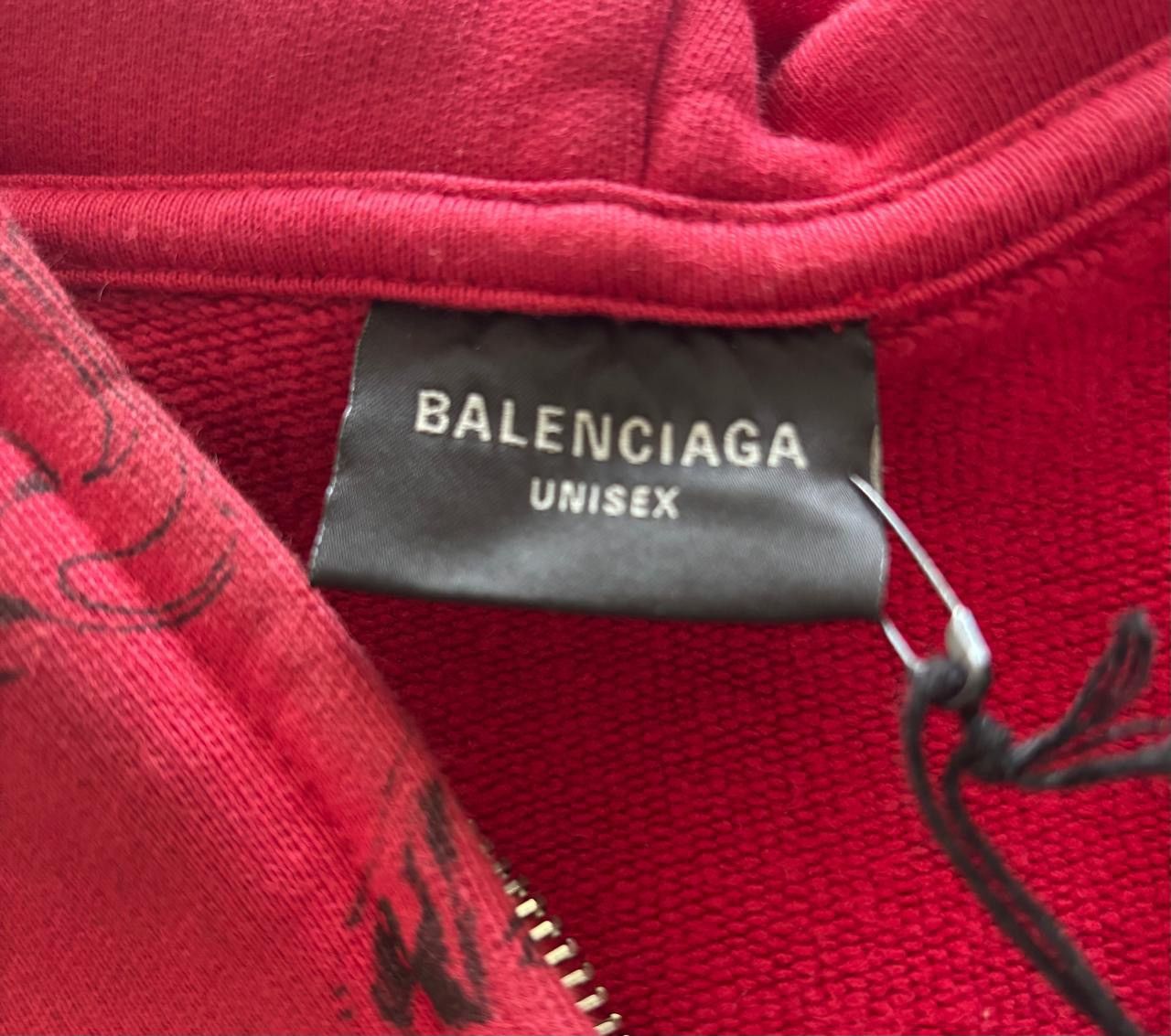 Balenciaga 💥RARE SIZE💥Tattoo Hoodie in Red Size US XS / EU 42 / 0 - 3 Thumbnail
